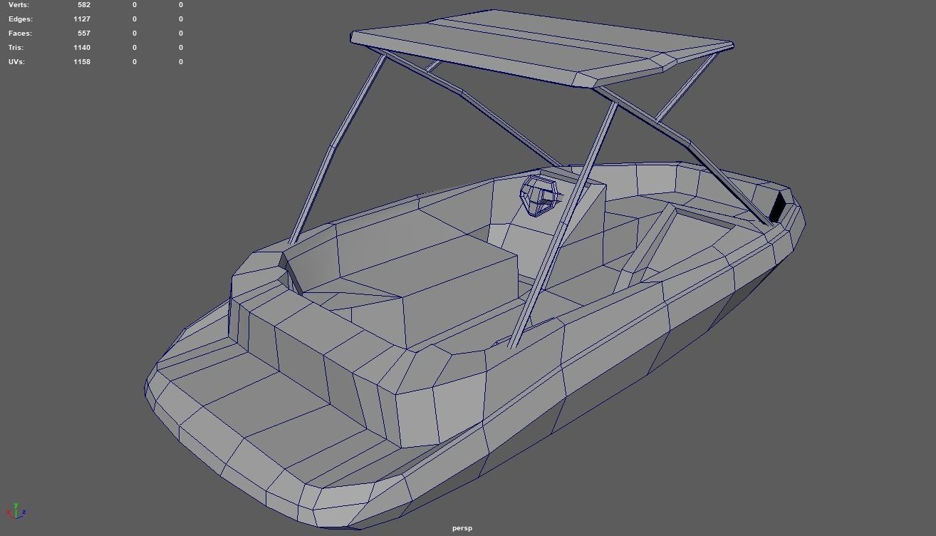 Low Poly Boat 01 Low-poly 3D model_11