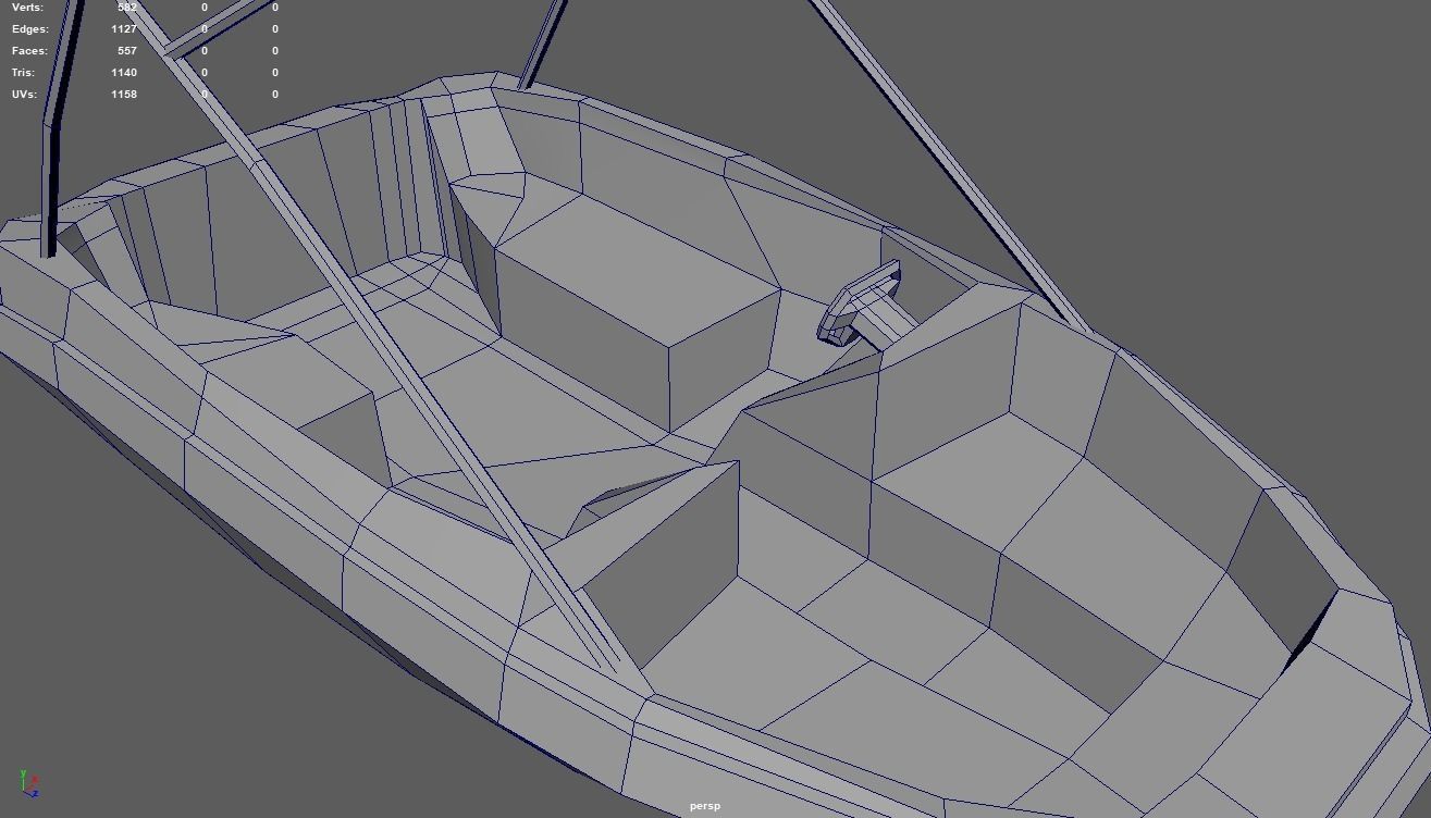 Low Poly Boat 01 Low-poly 3D model_12