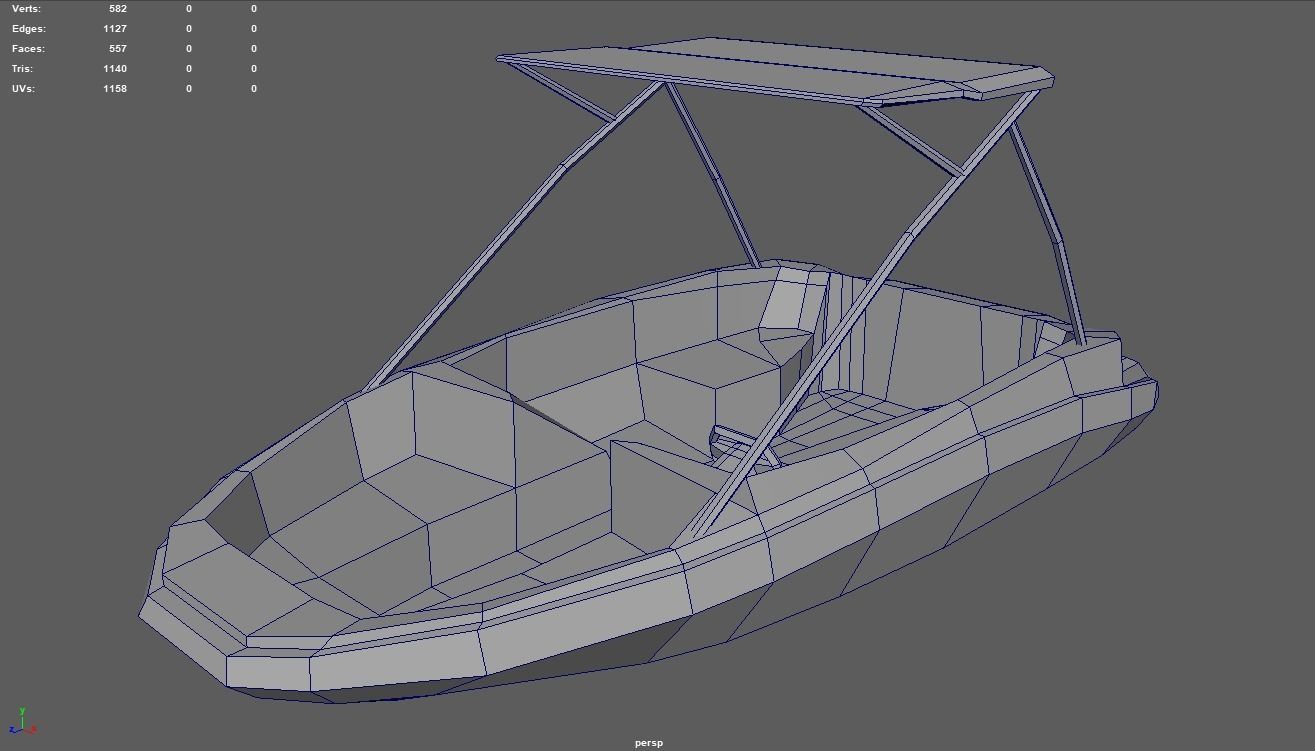 Low Poly Boat 01 Low-poly 3D model_8