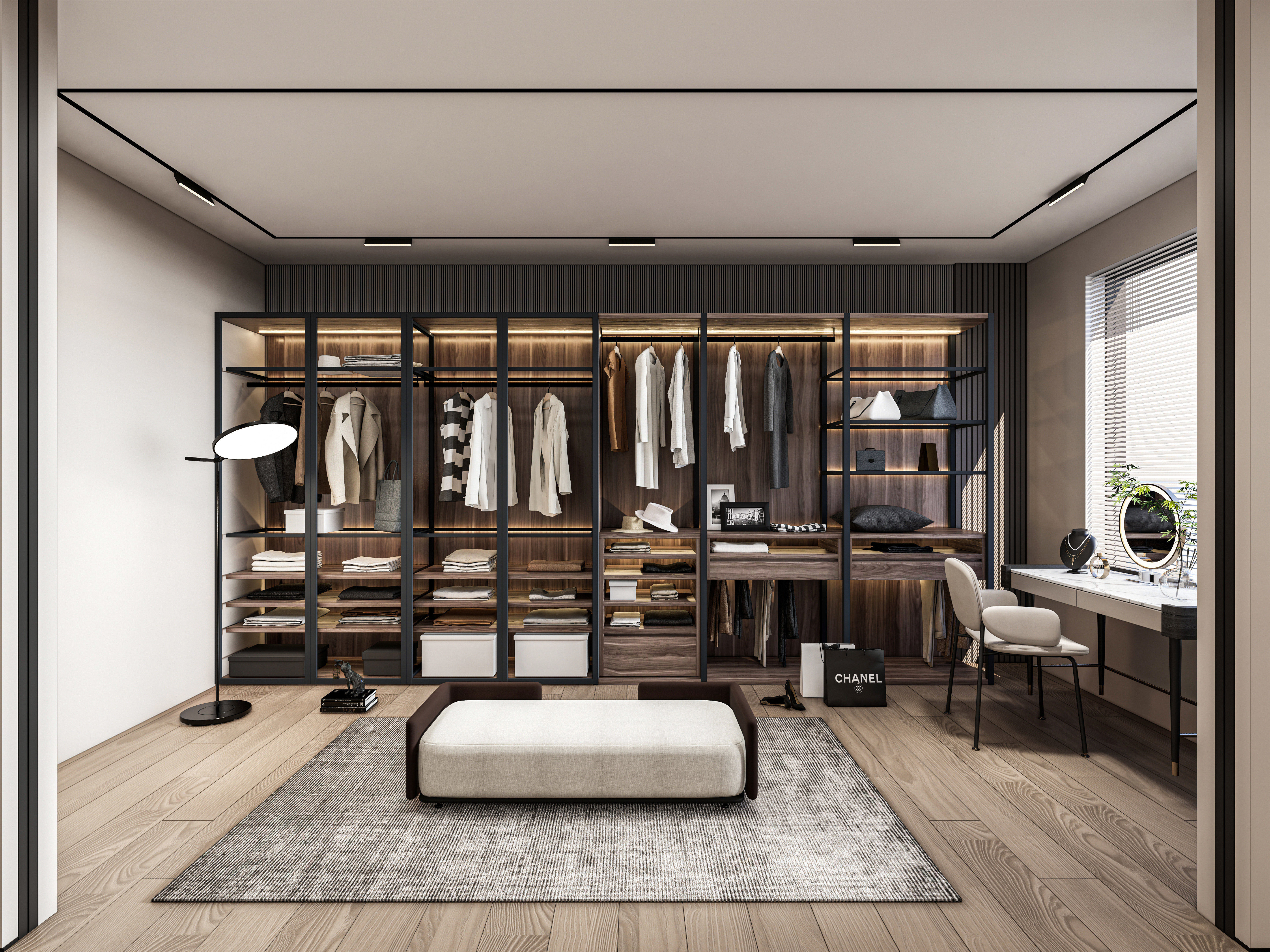 Dressing room  Wardrobe closet full Scene 3D model_1