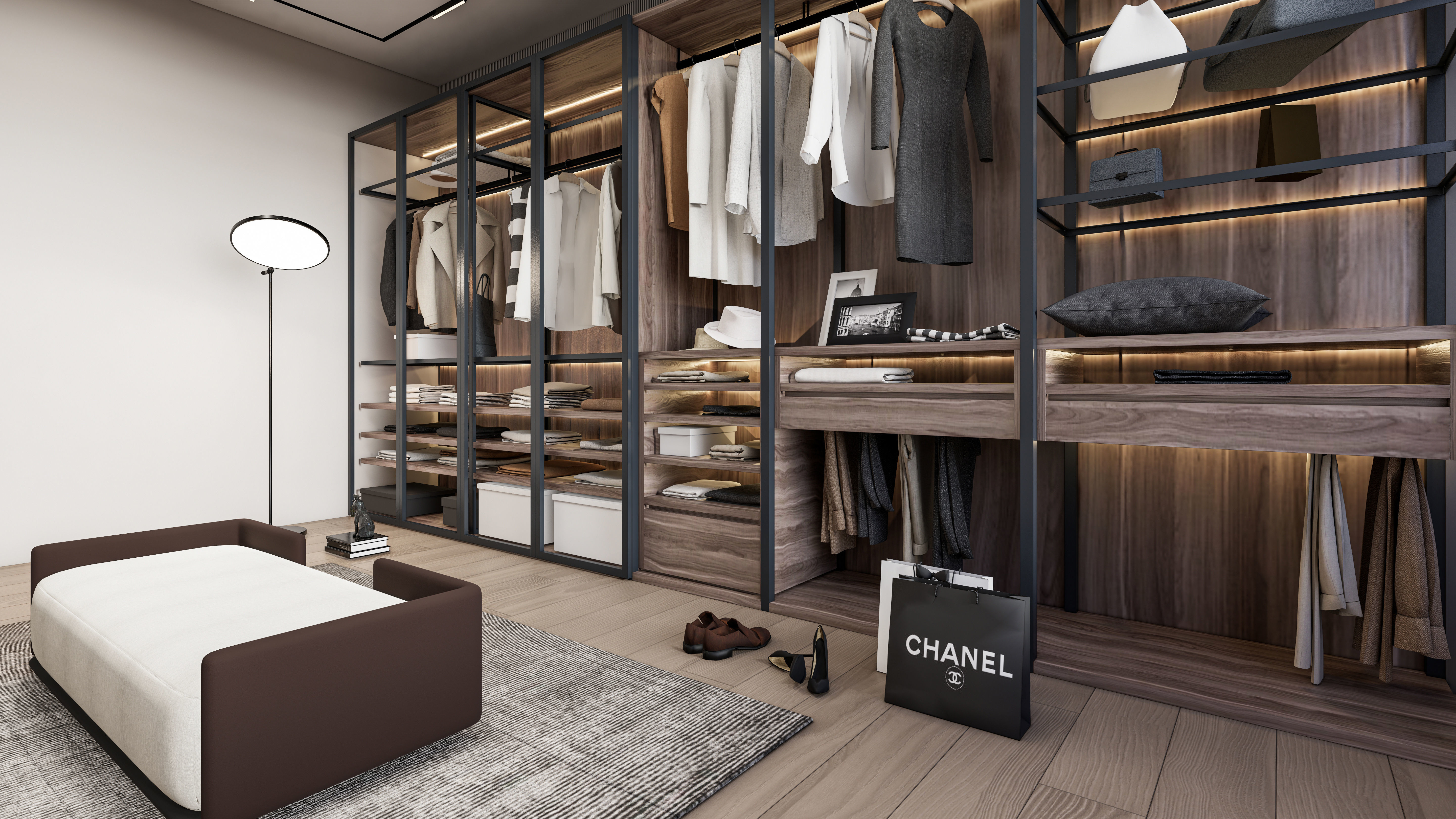 Dressing room  Wardrobe closet full Scene 3D model_5