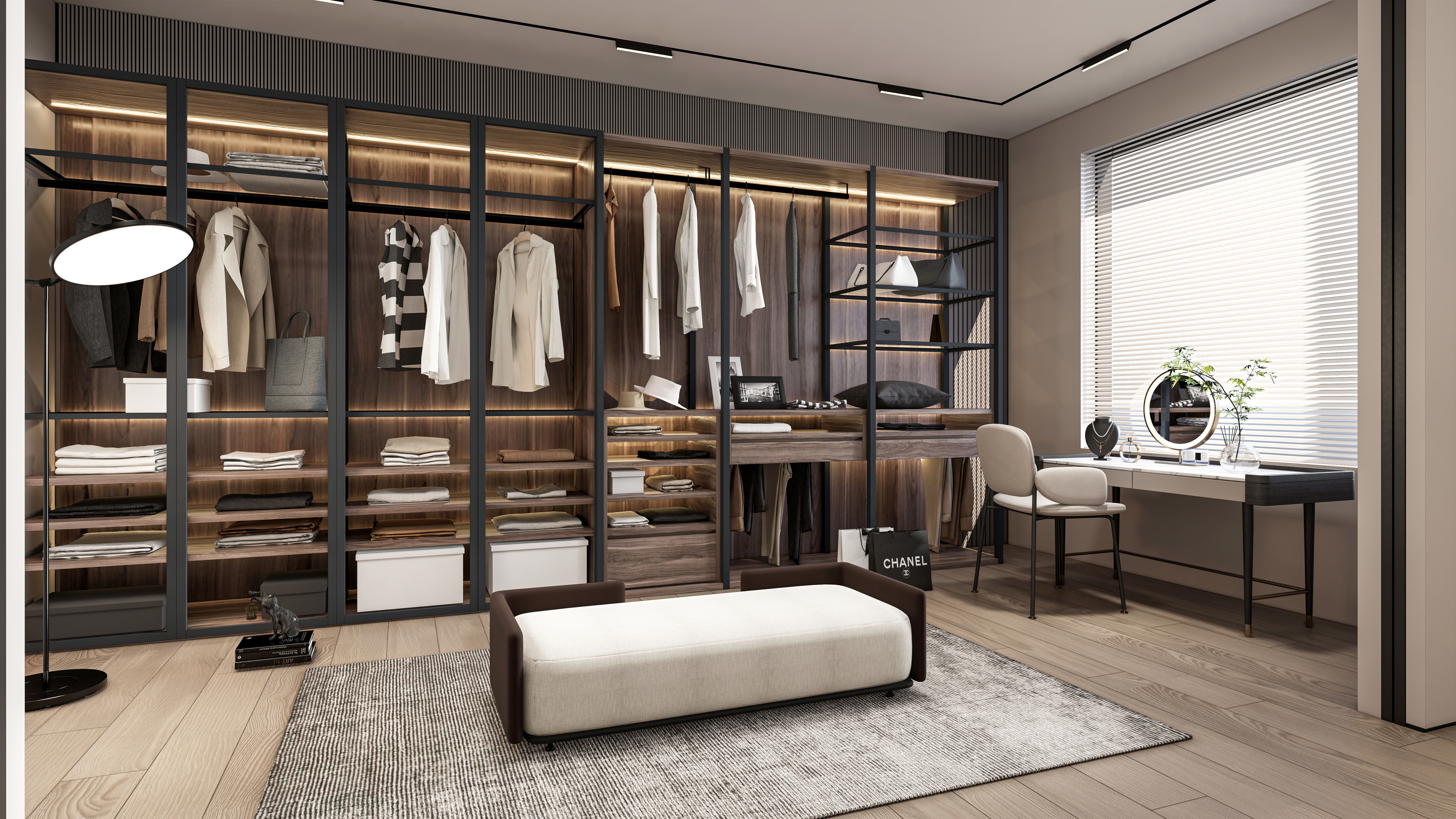 Dressing room  Wardrobe closet full Scene 3D model_2