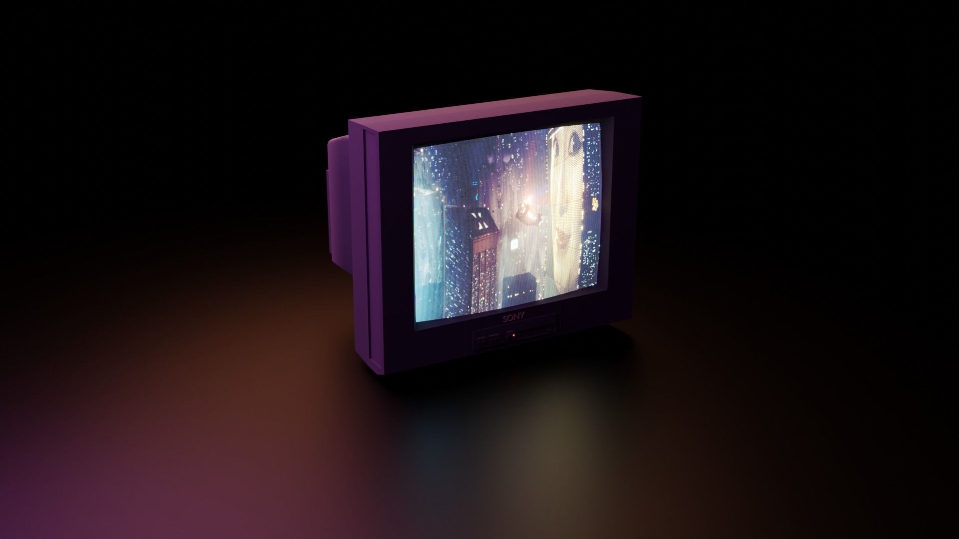 Low-poly CRT Televesion  Low-poly 3D model_4