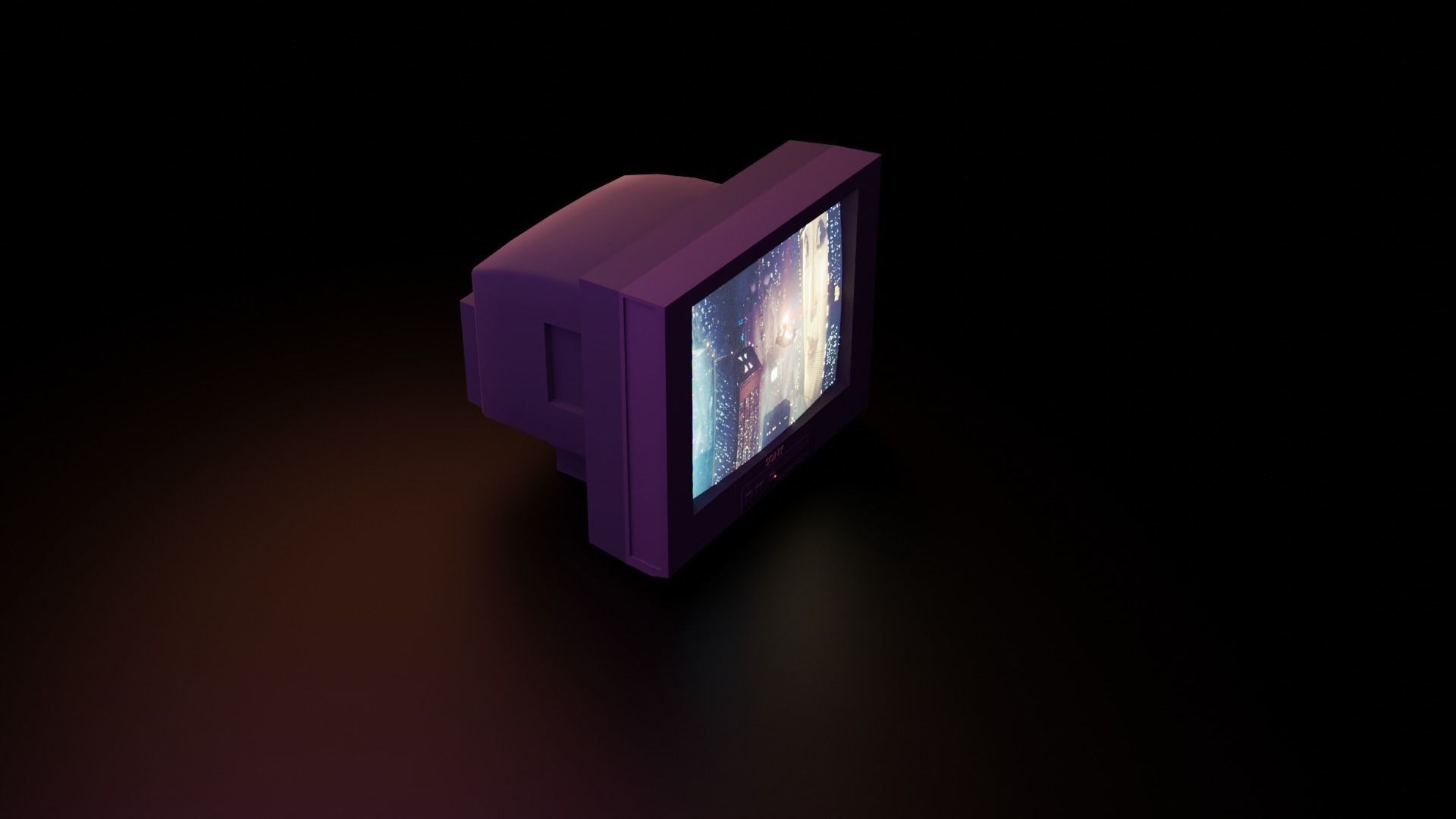 Low-poly CRT Televesion  Low-poly 3D model_3