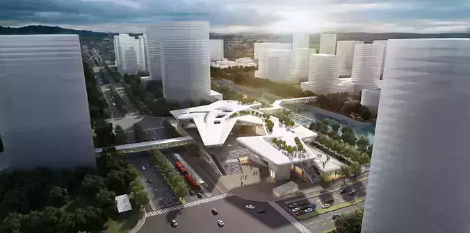 3Dmax fashion city commercial square building 231