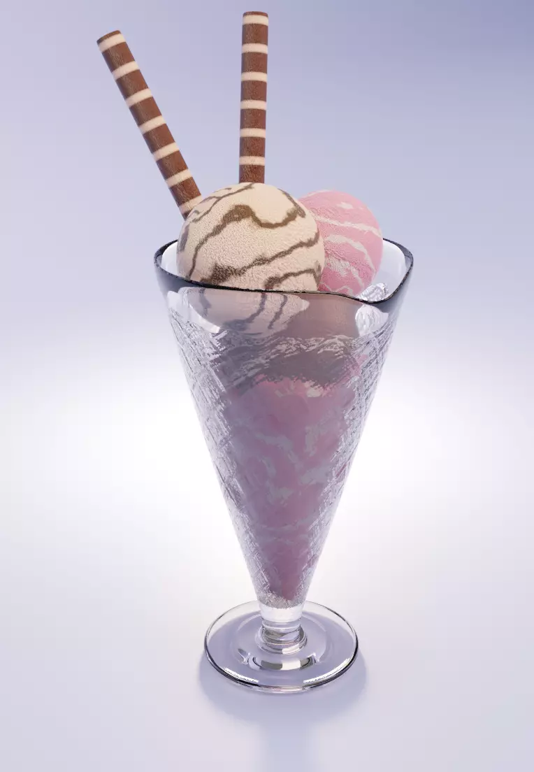 ice cream n glass model Free 3D model_0