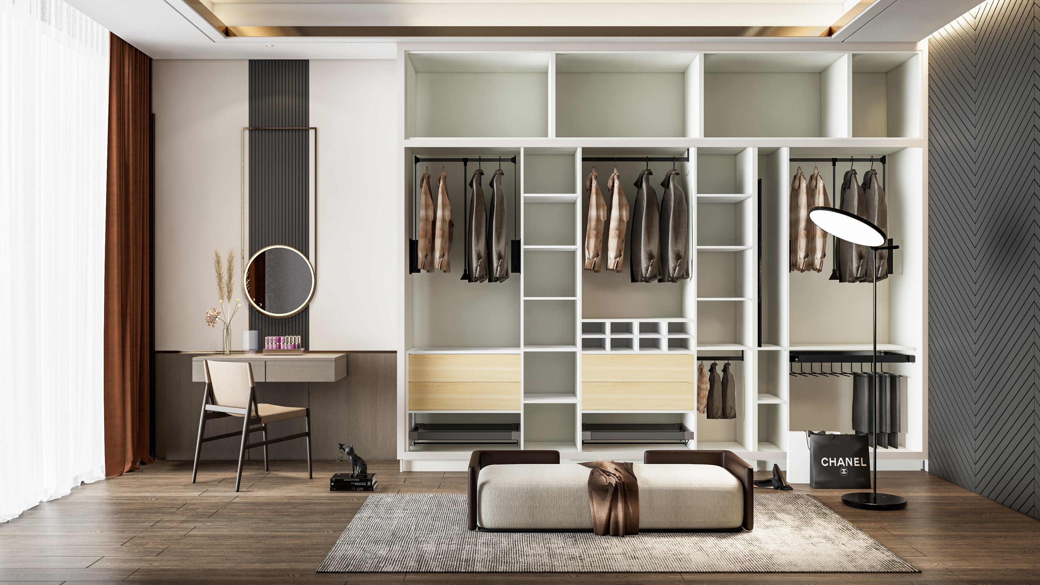 Dressing room  Wardrobe closet full Scene 3D model_17