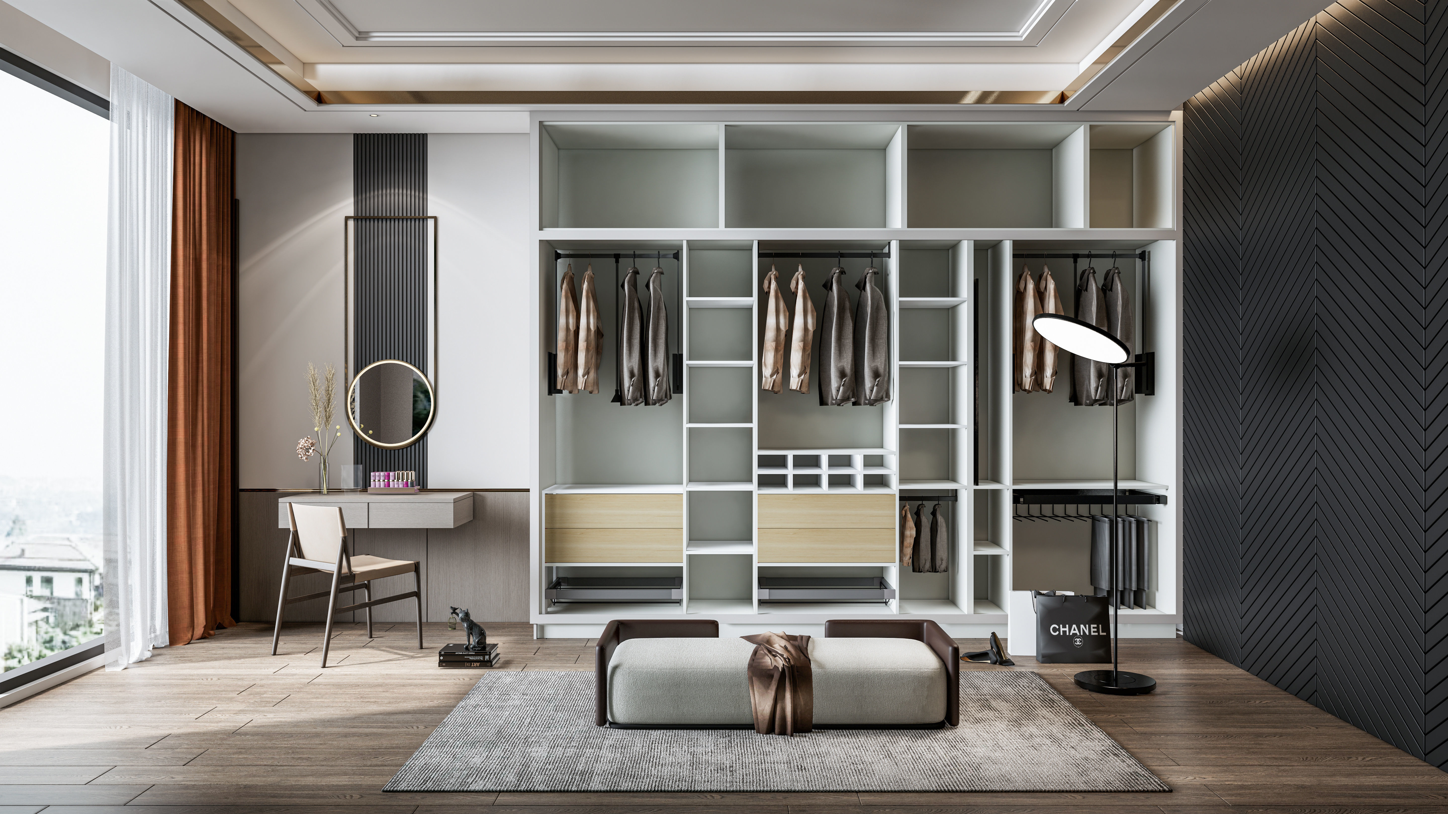 Dressing room  Wardrobe closet full Scene 3D model_8