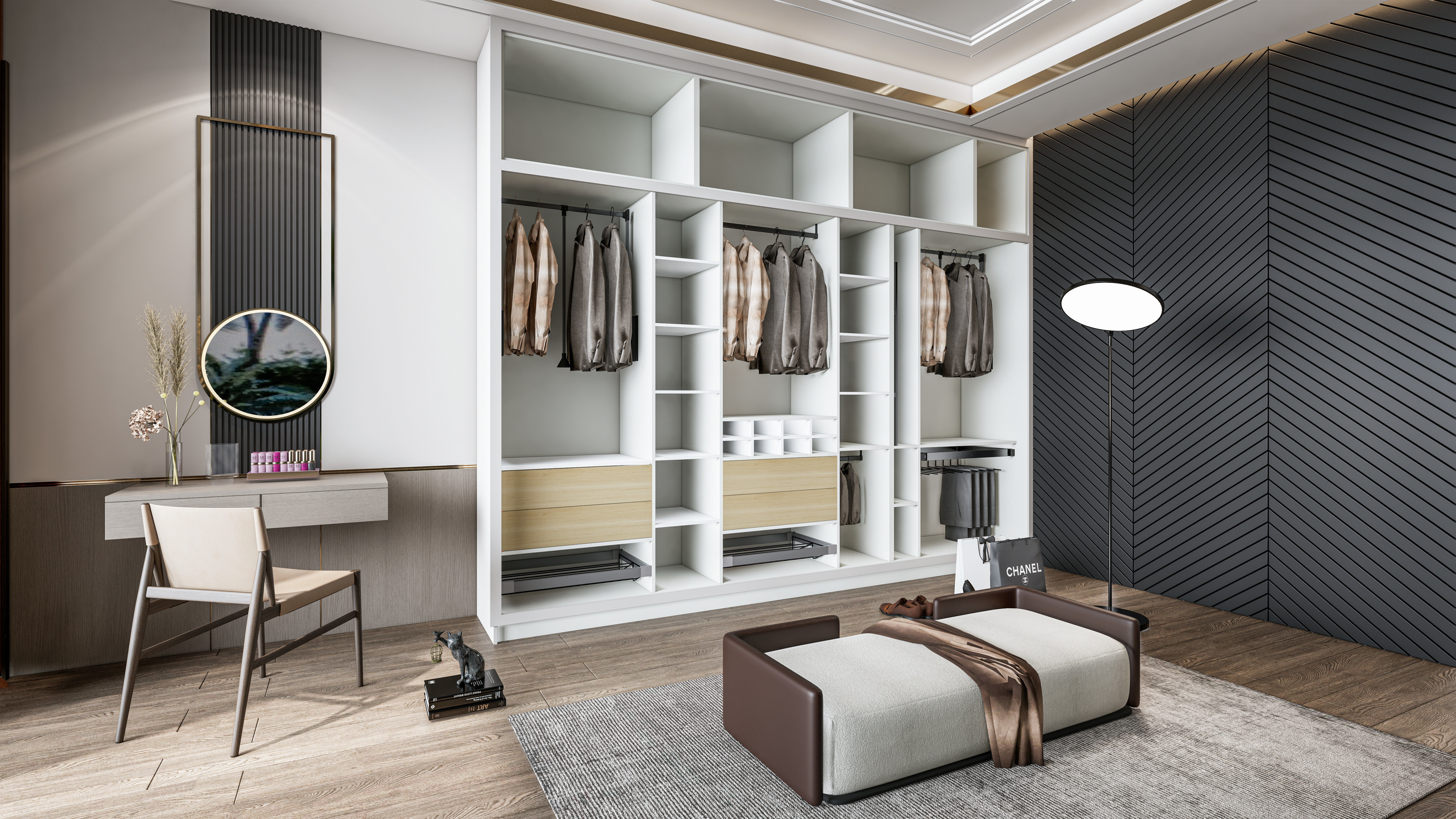 Dressing room  Wardrobe closet full Scene 3D model_1