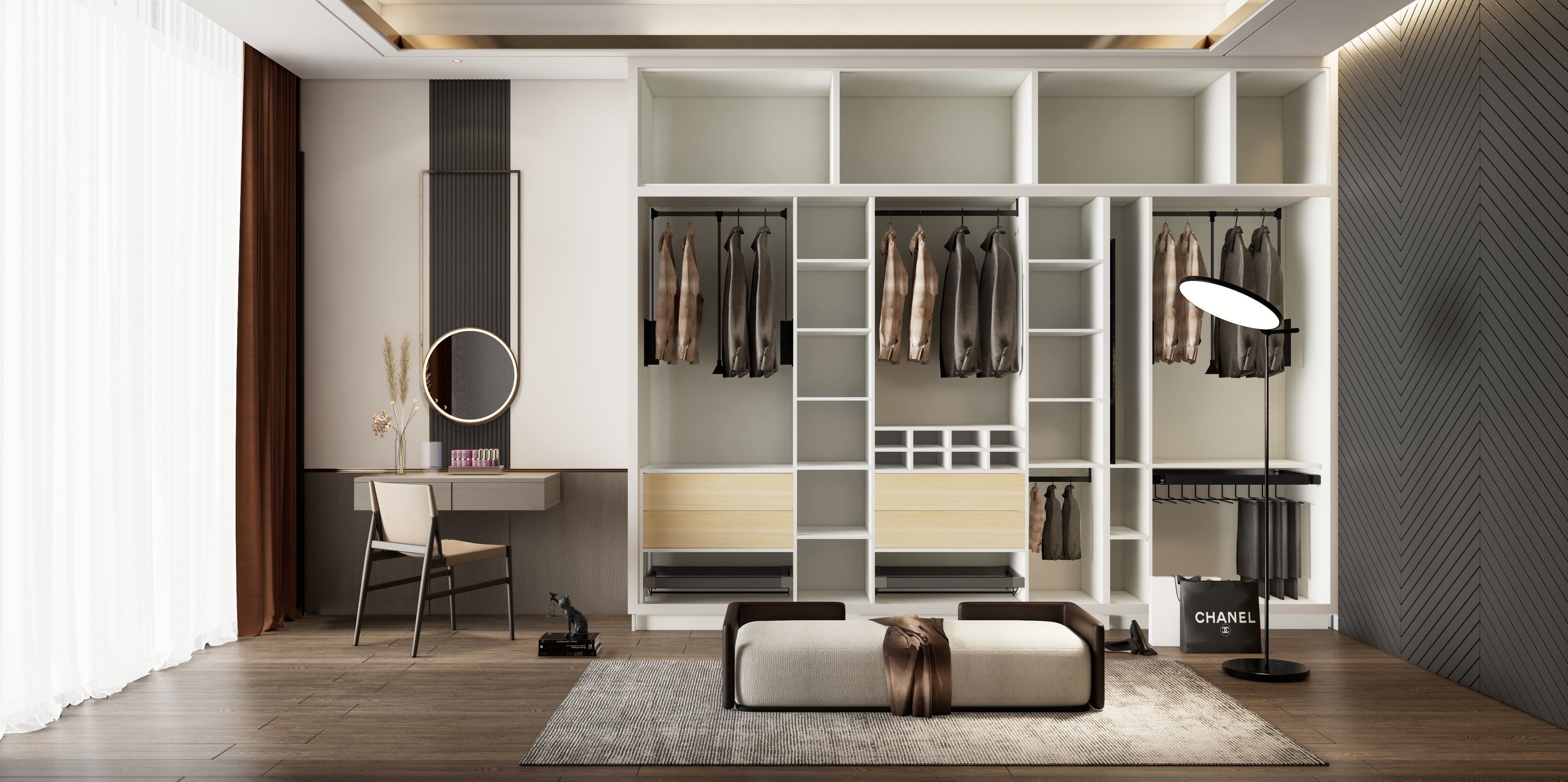 Dressing room  Wardrobe closet full Scene 3D model_4