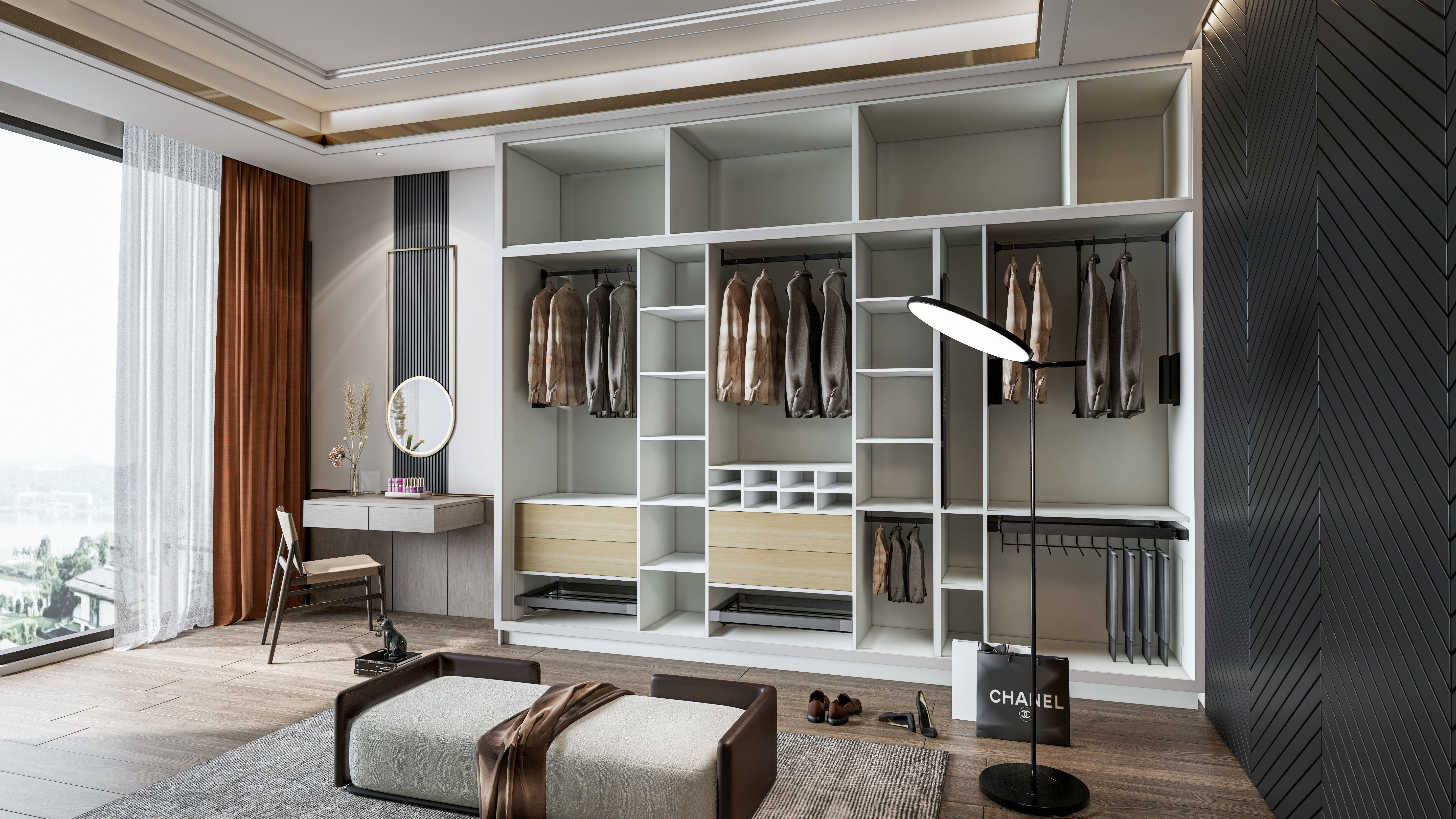 Dressing room  Wardrobe closet full Scene 3D model_6