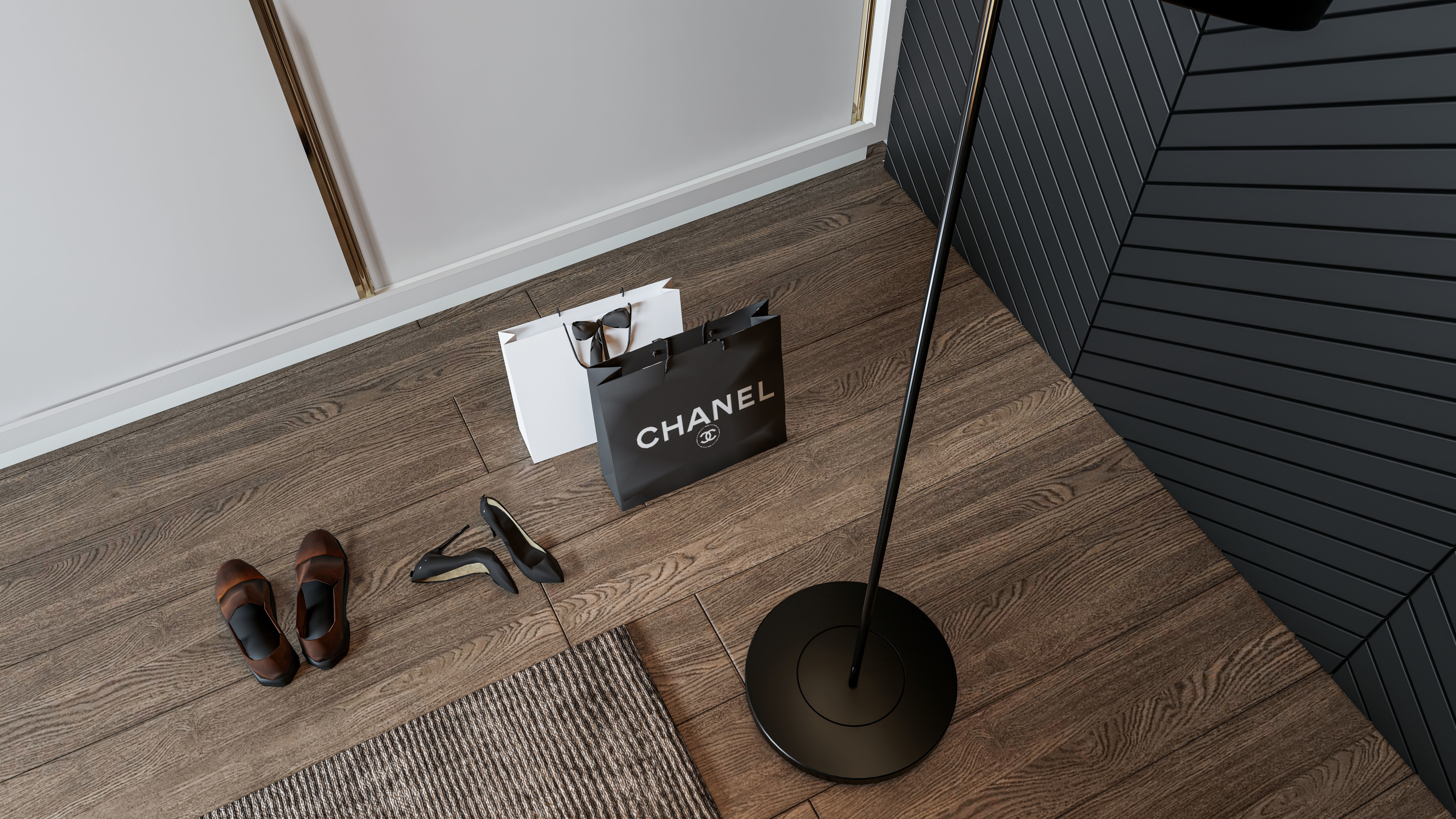 Dressing room  Wardrobe closet full Scene 3D model_14