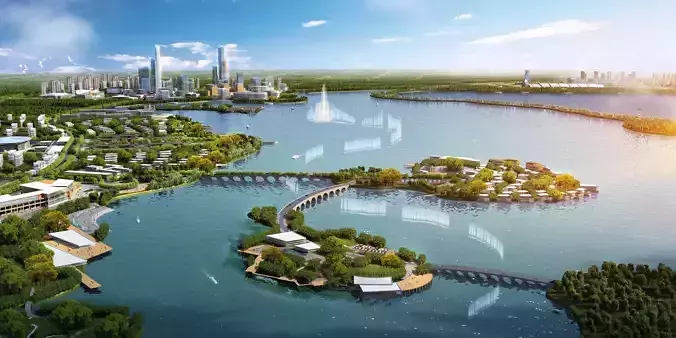 3Dmax fashion city commercial square building 238