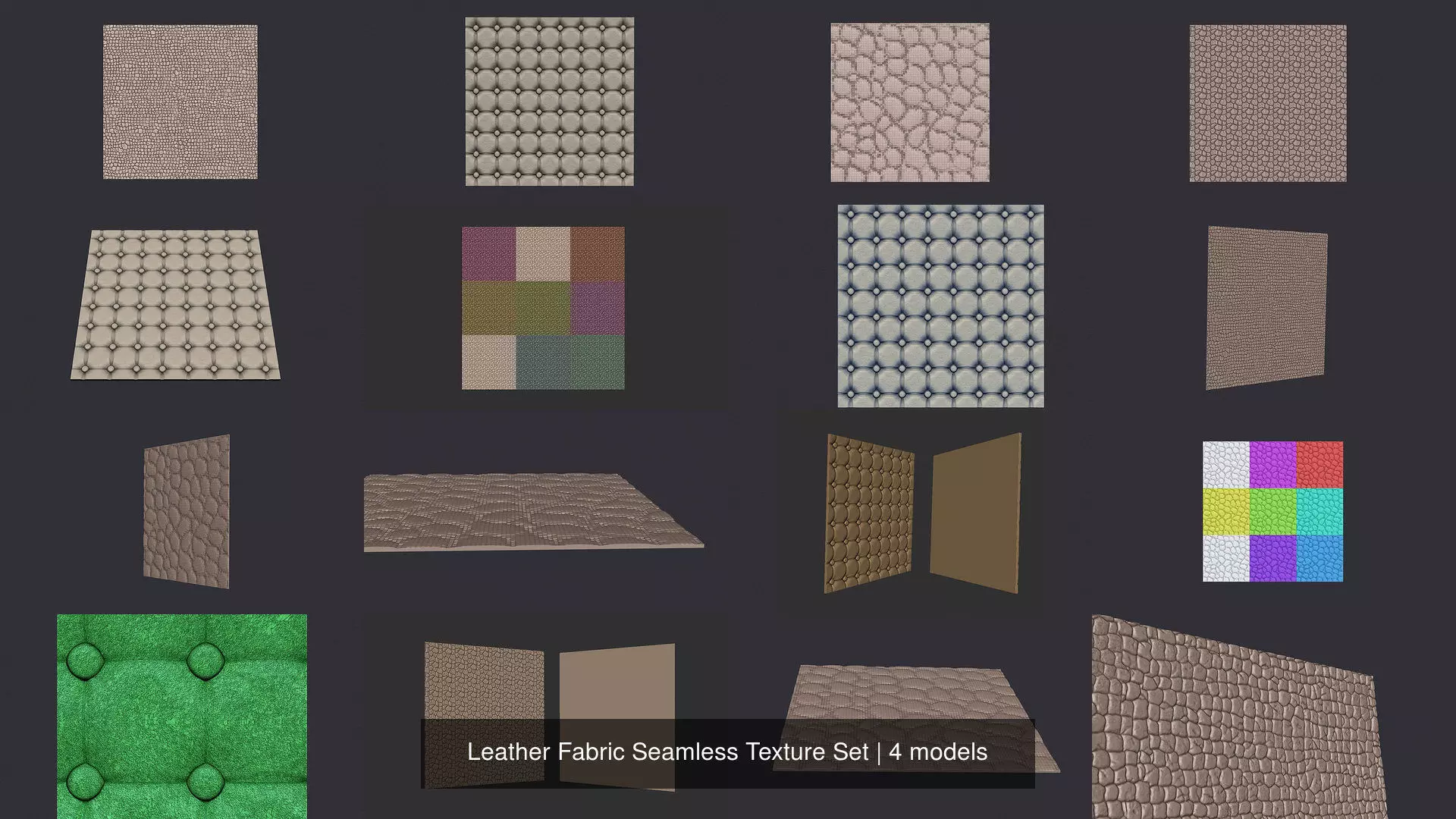 Leather Fabric Seamless Texture Set 3D Model Collection_0
