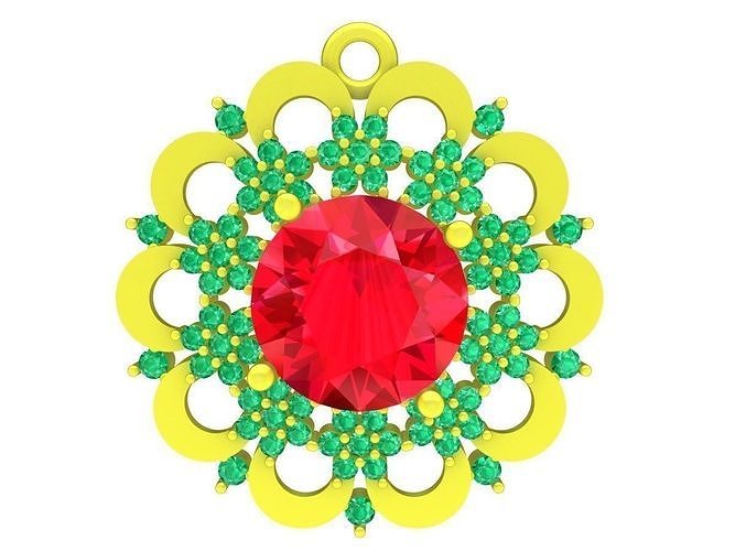 6302 Chinese Flower Diamond Women Pendant  3D print model