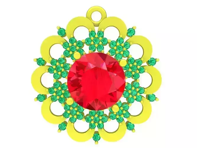 6302 Chinese Flower Diamond Women Pendant 