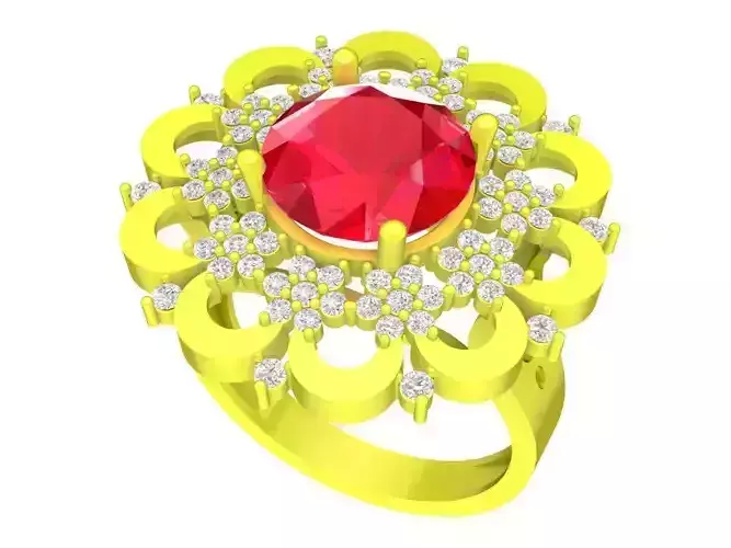 6303 Chinese Flower Diamond Women Ring