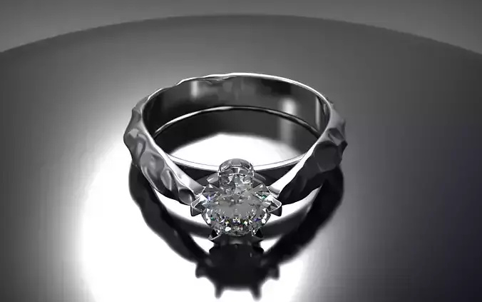 Classic ring with texture and stone