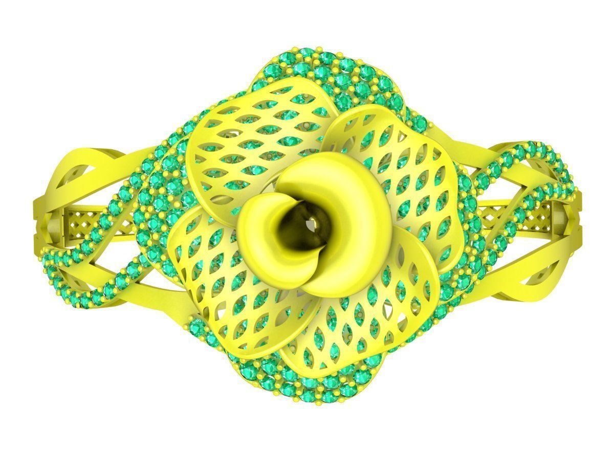 6328 New Design Flower Diamond Bangle Bracelets 3D print model_1