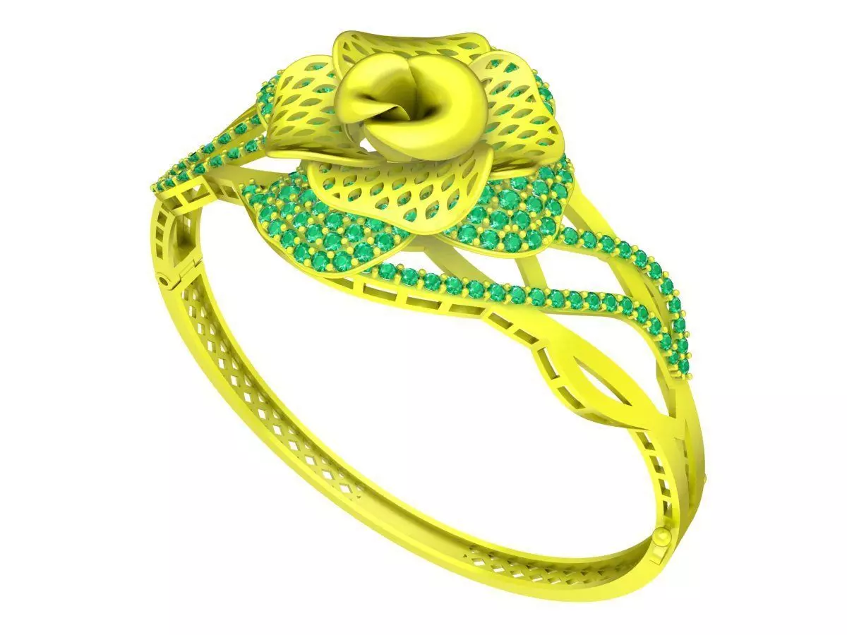 6328 New Design Flower Diamond Bangle Bracelets 3D print model_0