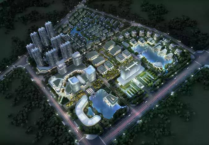 3Dmax fashion city commercial square building 243