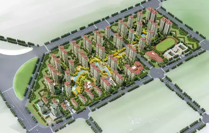 3Dmax fashion city commercial square building 244