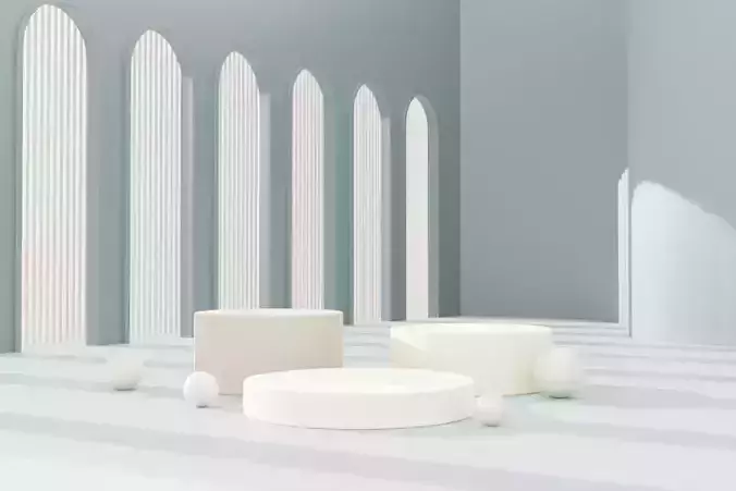 Cosmetic sky blue background and podium display