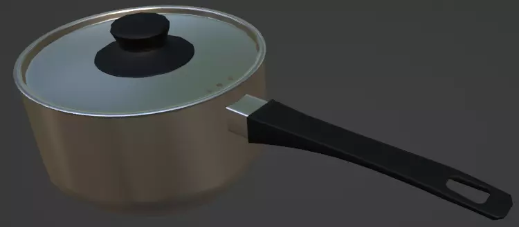 Saucepan with lid Low-poly 3D model_0