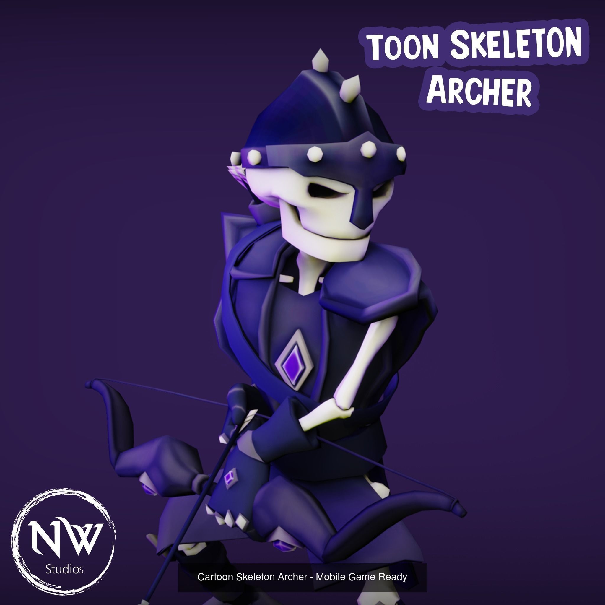 Cartoon Skeleton Army Pack - Mobile Game Ready 3D Model Collection_13