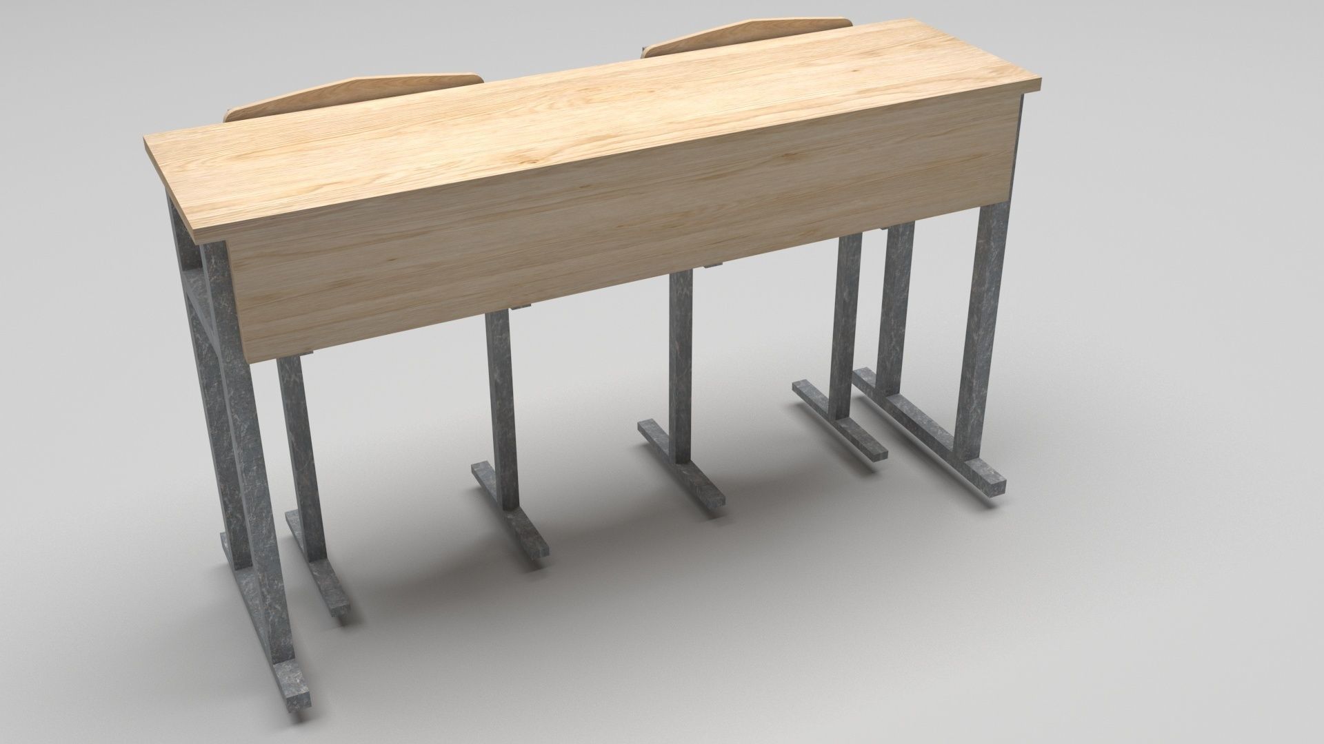 School Desk and Chairs 3D model_2
