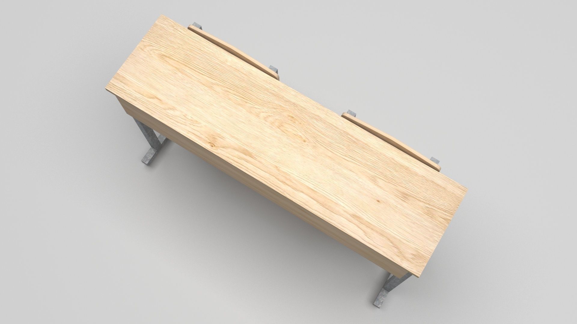 School Desk and Chairs 3D model_3