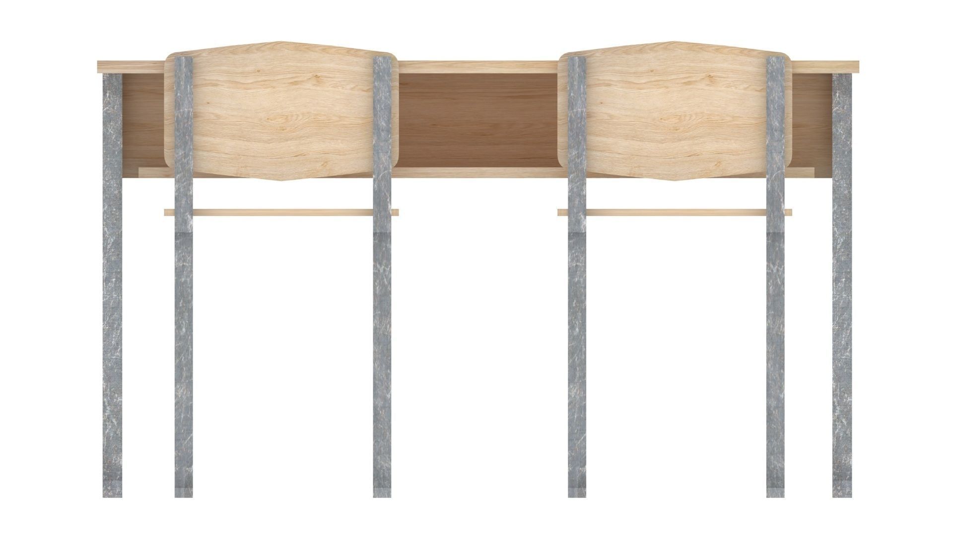 School Desk and Chairs 3D model_22