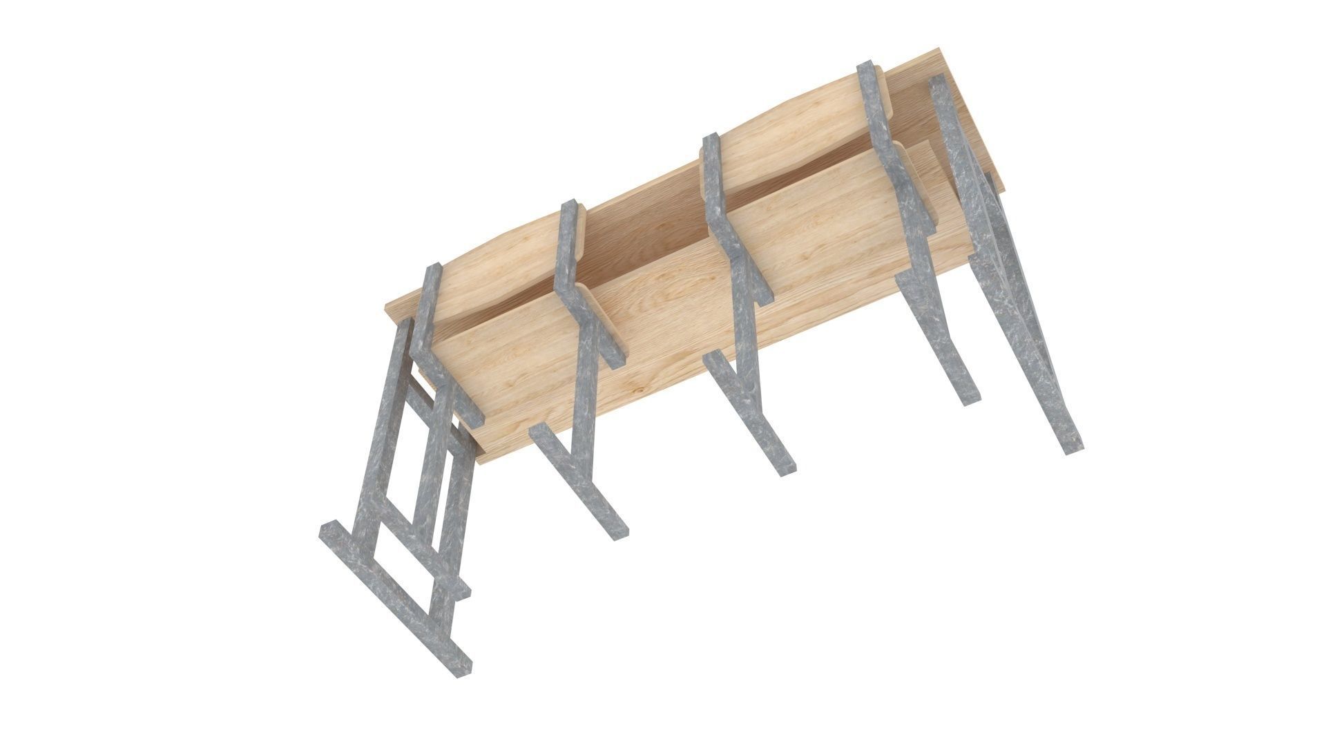 School Desk and Chairs 3D model_15