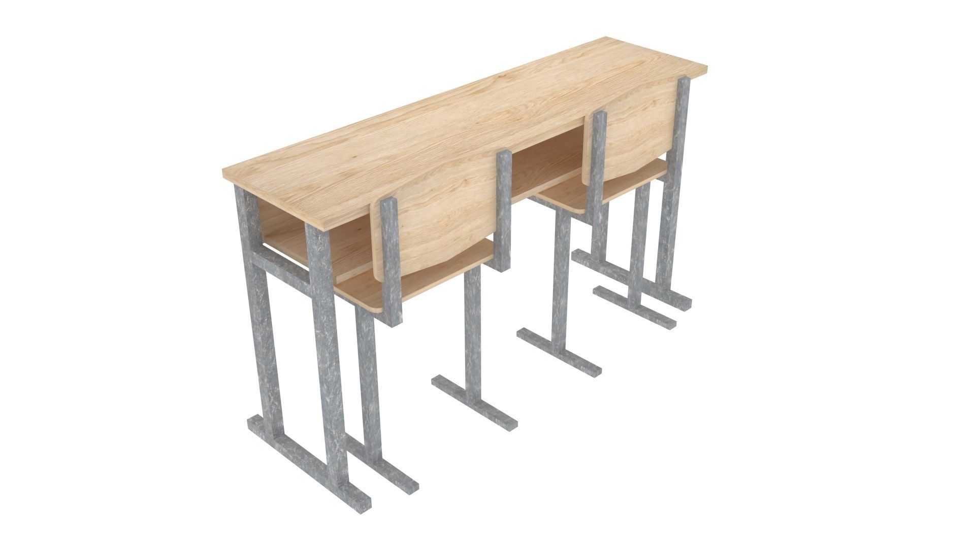 School Desk and Chairs 3D model_14