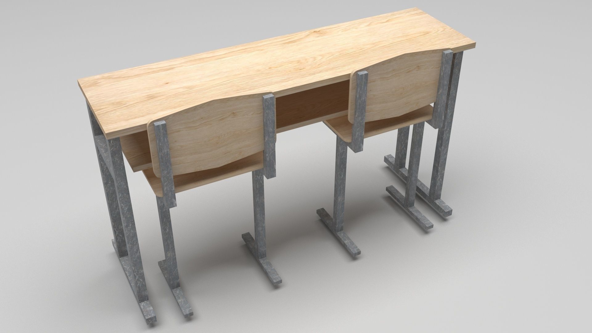 School Desk and Chairs 3D model_10