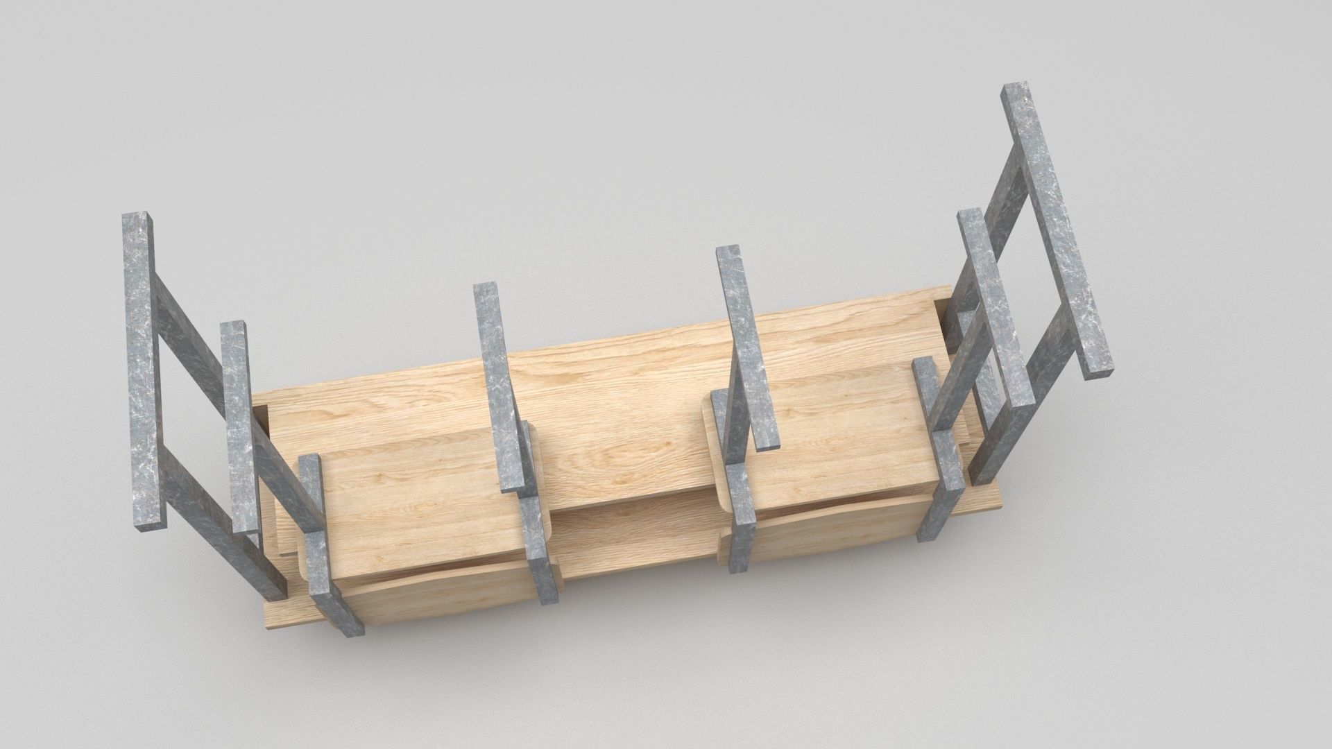 School Desk and Chairs 3D model_11