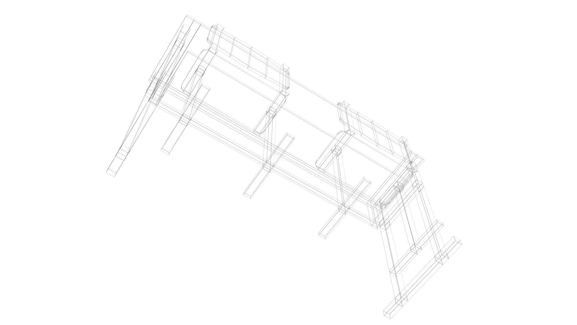 School Desk and Chairs 3D model_30