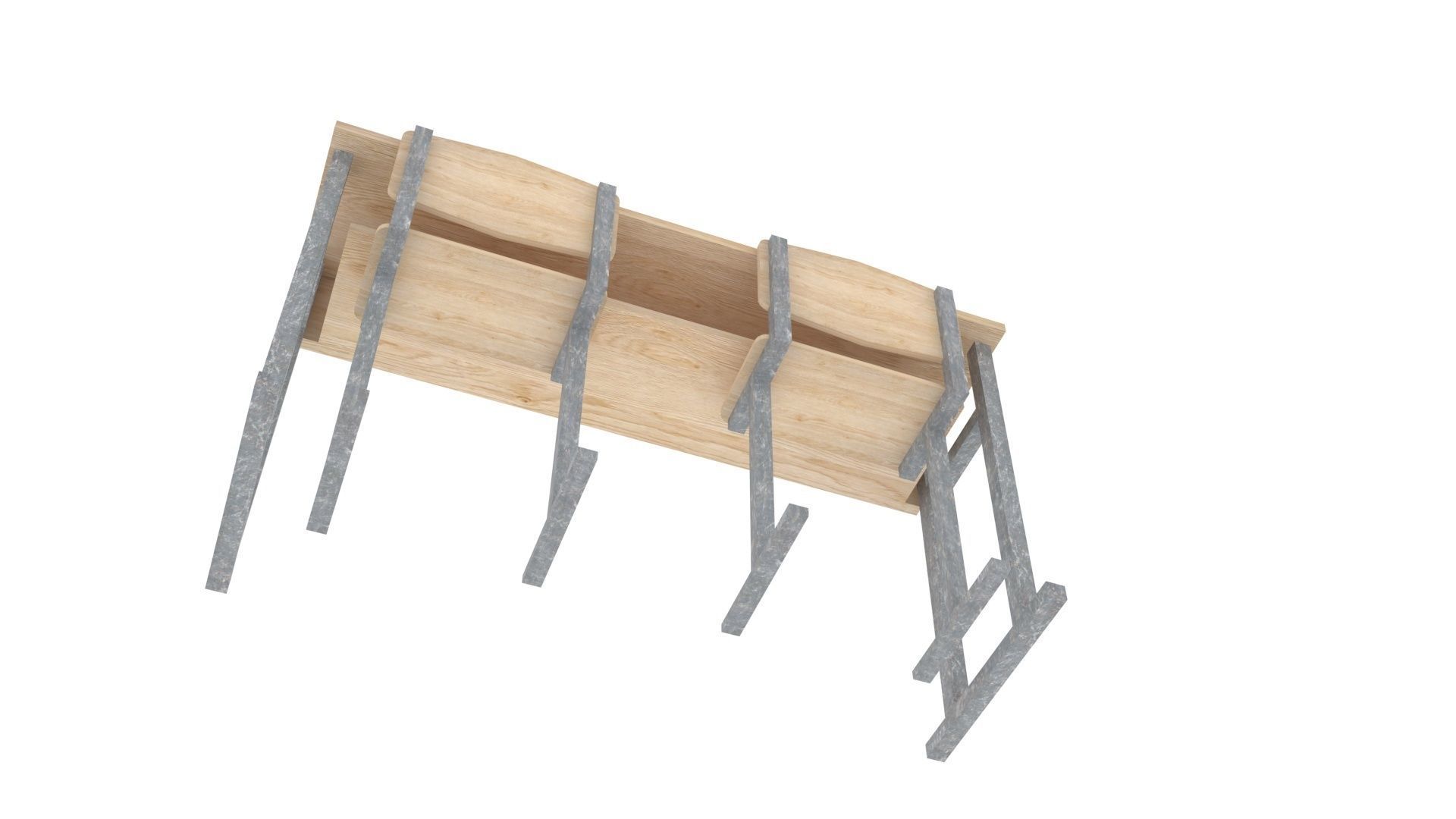 School Desk and Chairs 3D model_20