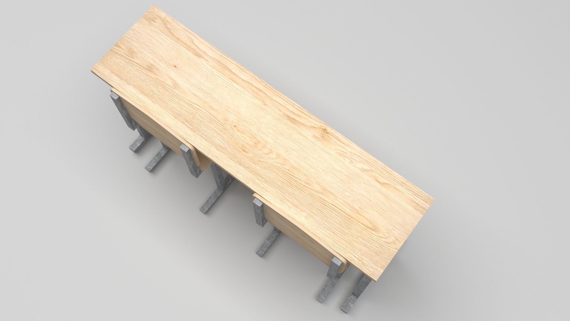School Desk and Chairs 3D model_1