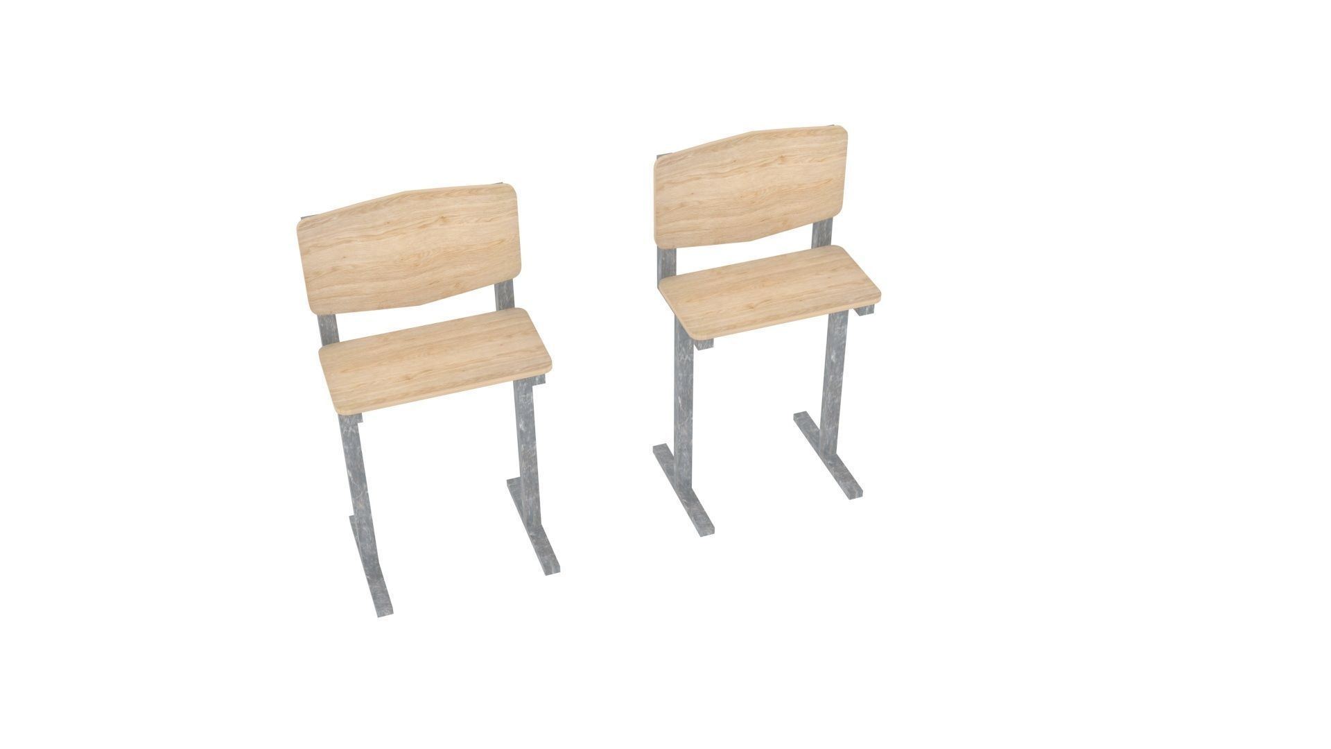 School Desk and Chairs 3D model_19