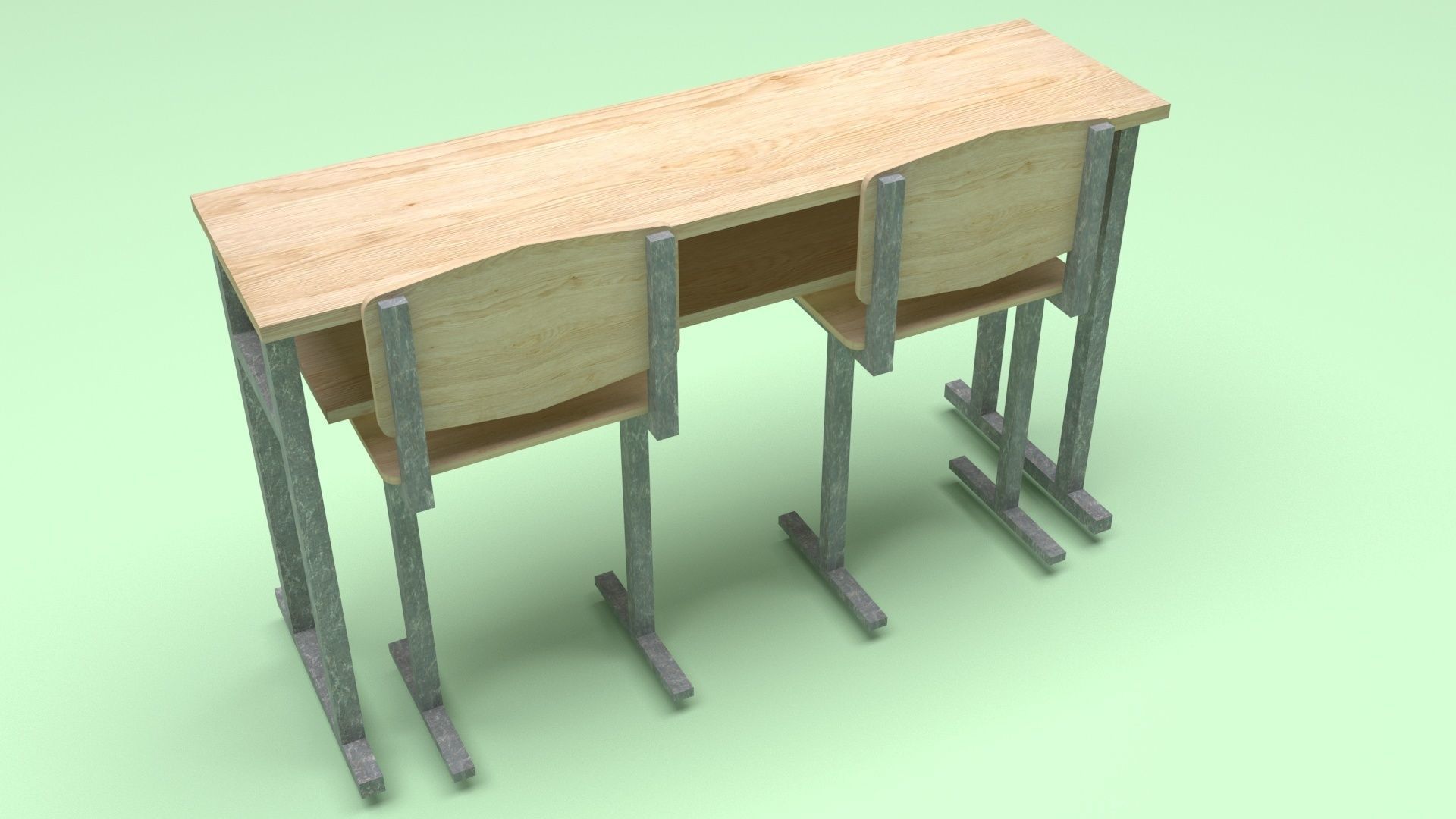 School Desk and Chairs 3D model_12