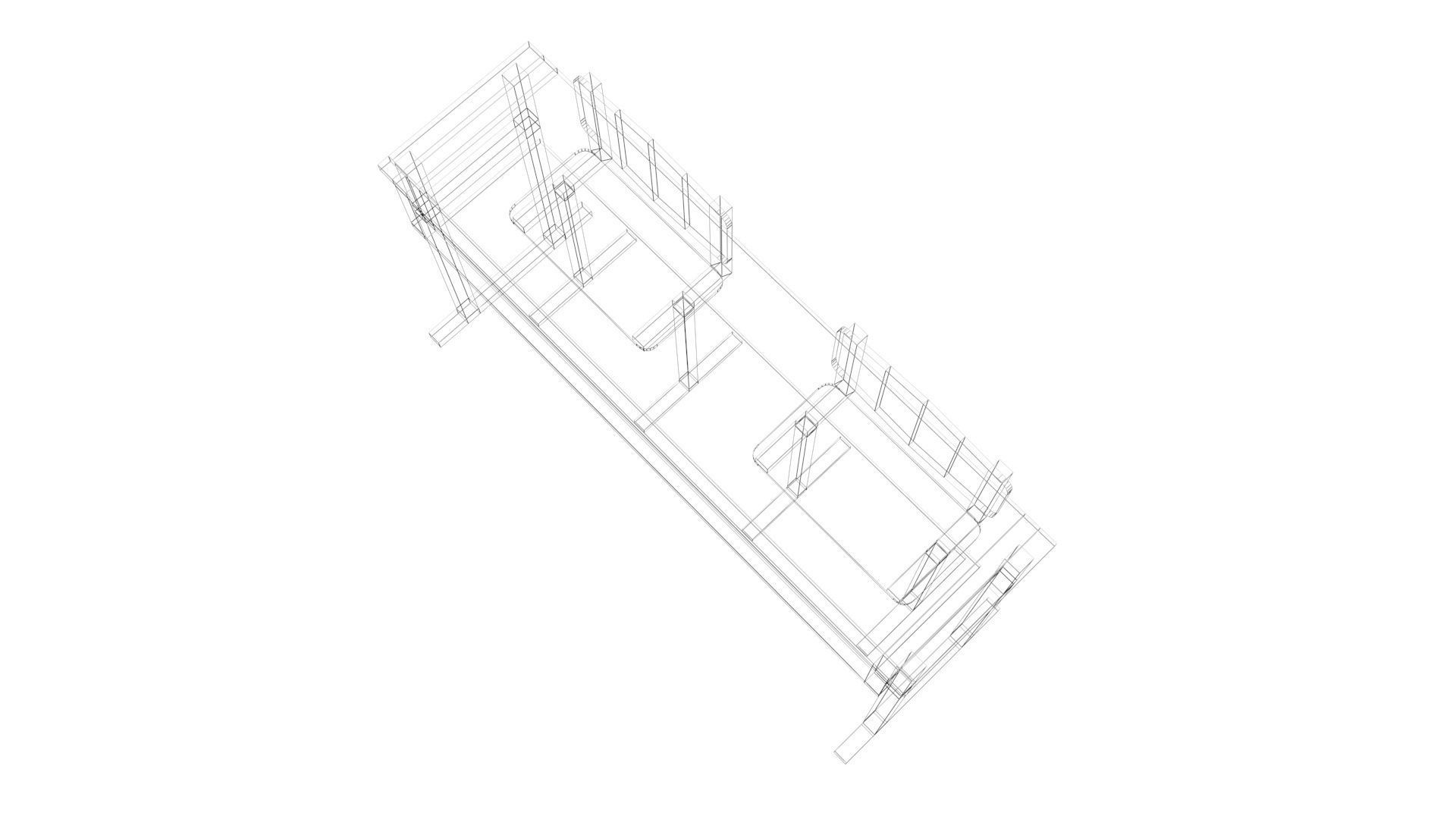 School Desk and Chairs 3D model_29