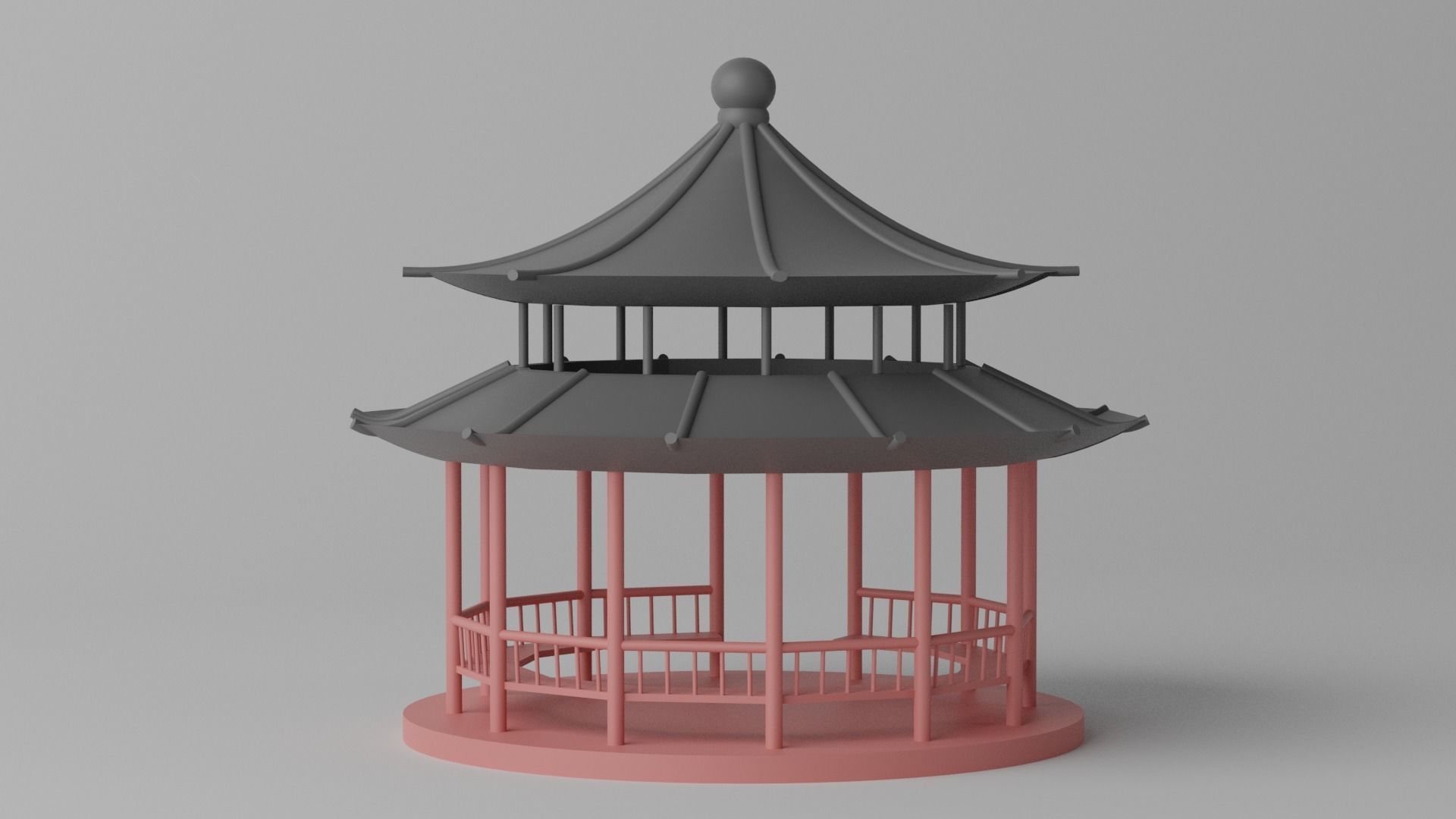 Cartoon Chinese Pavilion 1 3D model_8