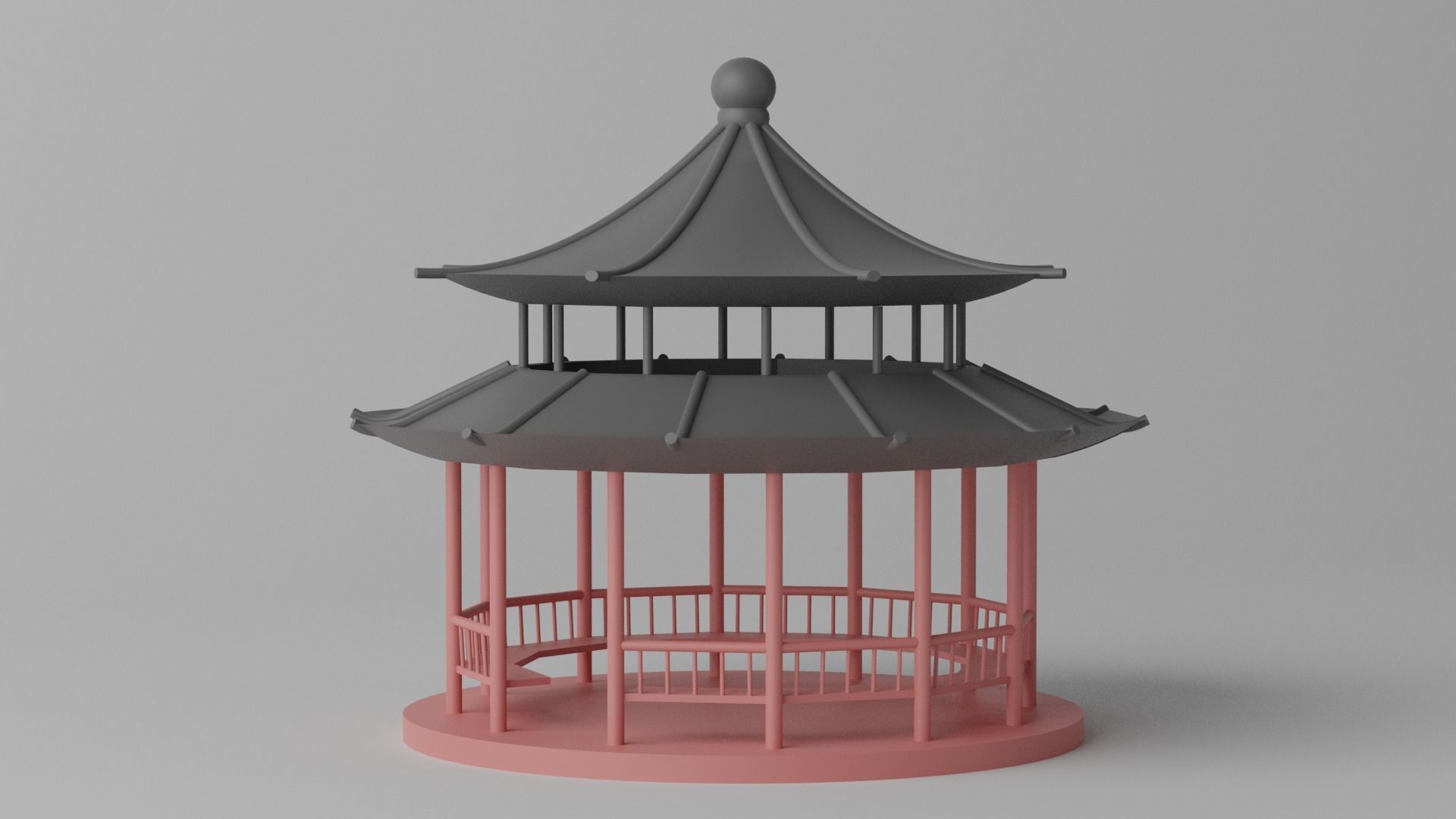 Cartoon Chinese Pavilion 1 3D model_2