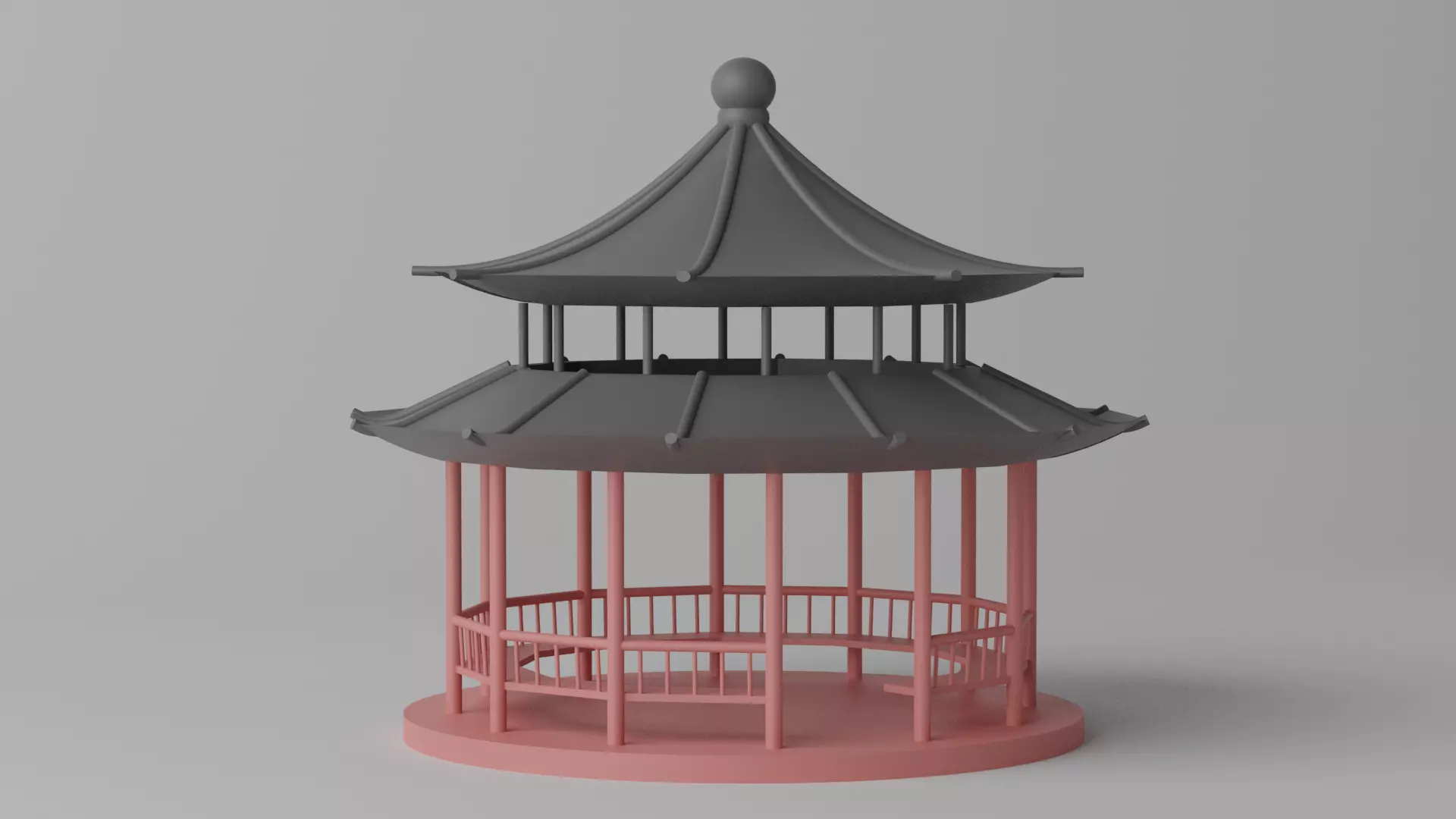 Cartoon Chinese Pavilion 1 3D model_0
