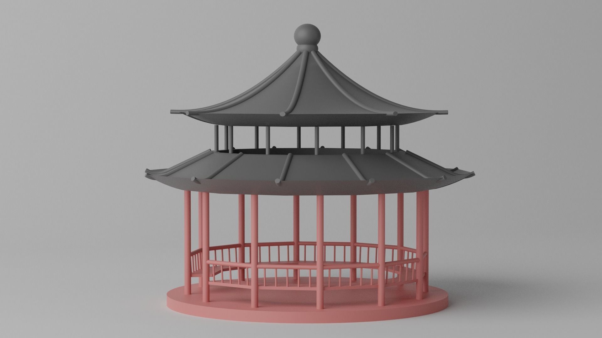 Cartoon Chinese Pavilion 1 3D model_4