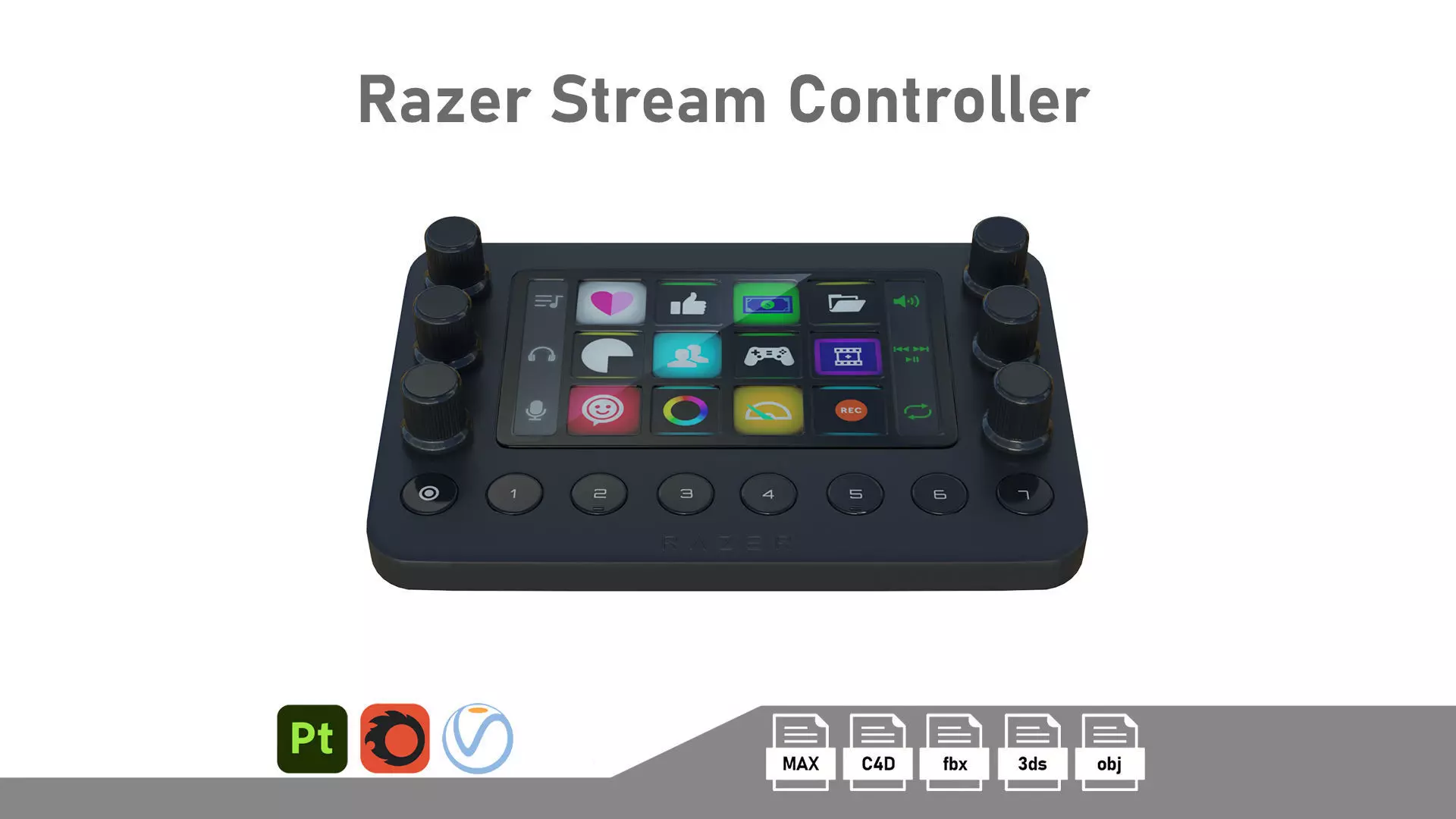Razer Stream Controller Low-poly 3D model