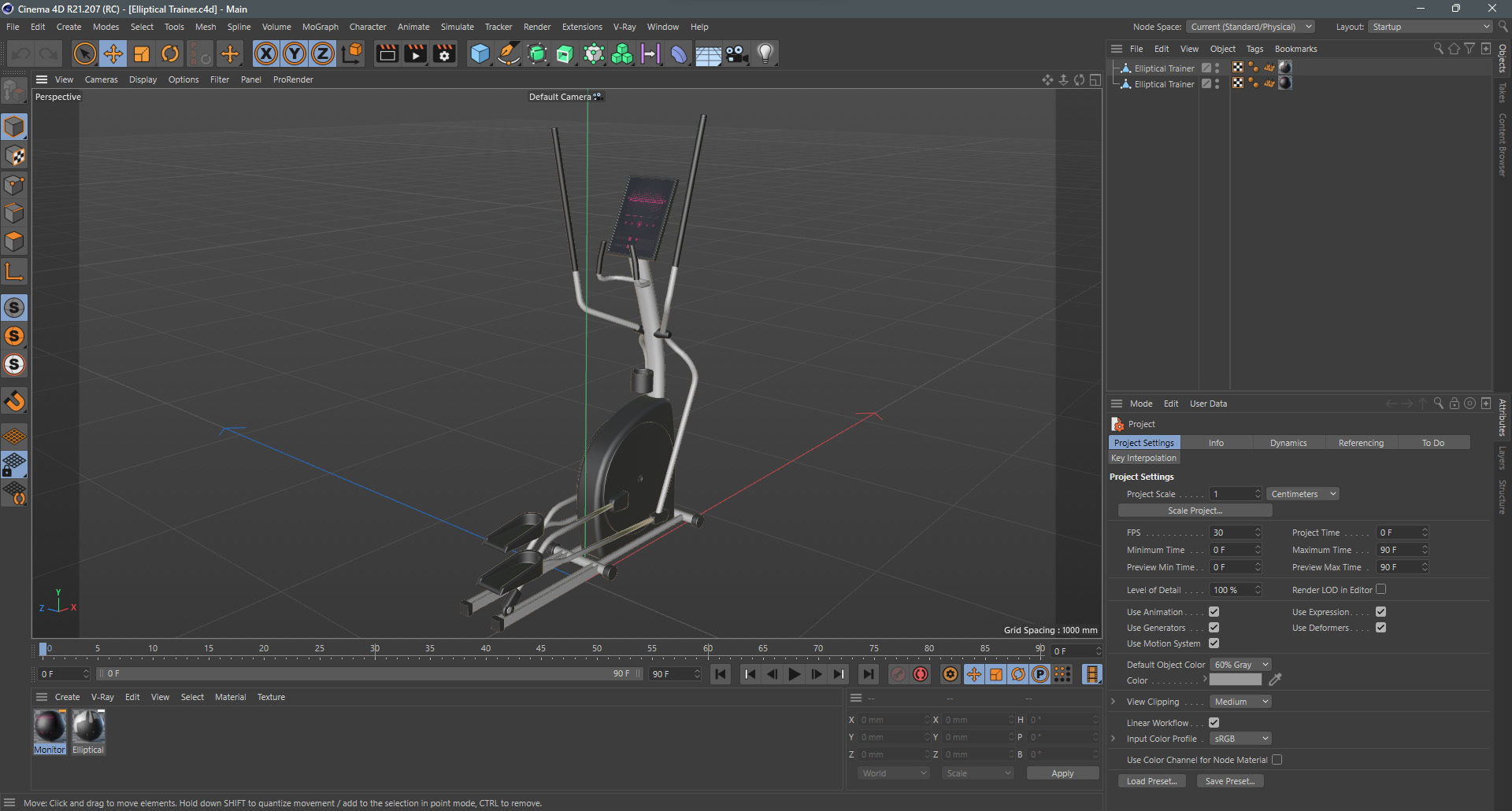 Elliptical Trainer Low-poly 3D model_12