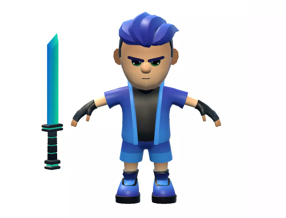 Stickman Hero Boy- Low Poly Game Redy Free low-poly 3D model