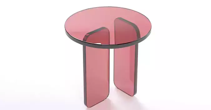Abstract Clear Red Side Table